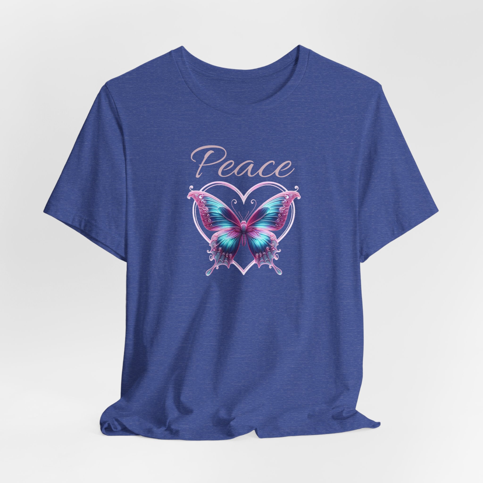 Peace Symbols Graphic Tee— Butterfly and Heart  Graphic Design T-Shirt