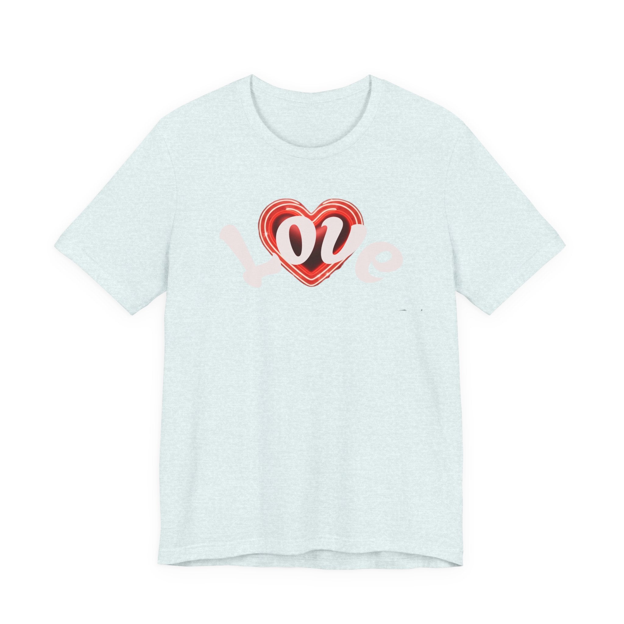 Love Glow Graphic Tee - Retro Red Heart Graphic Design T-Shirt
