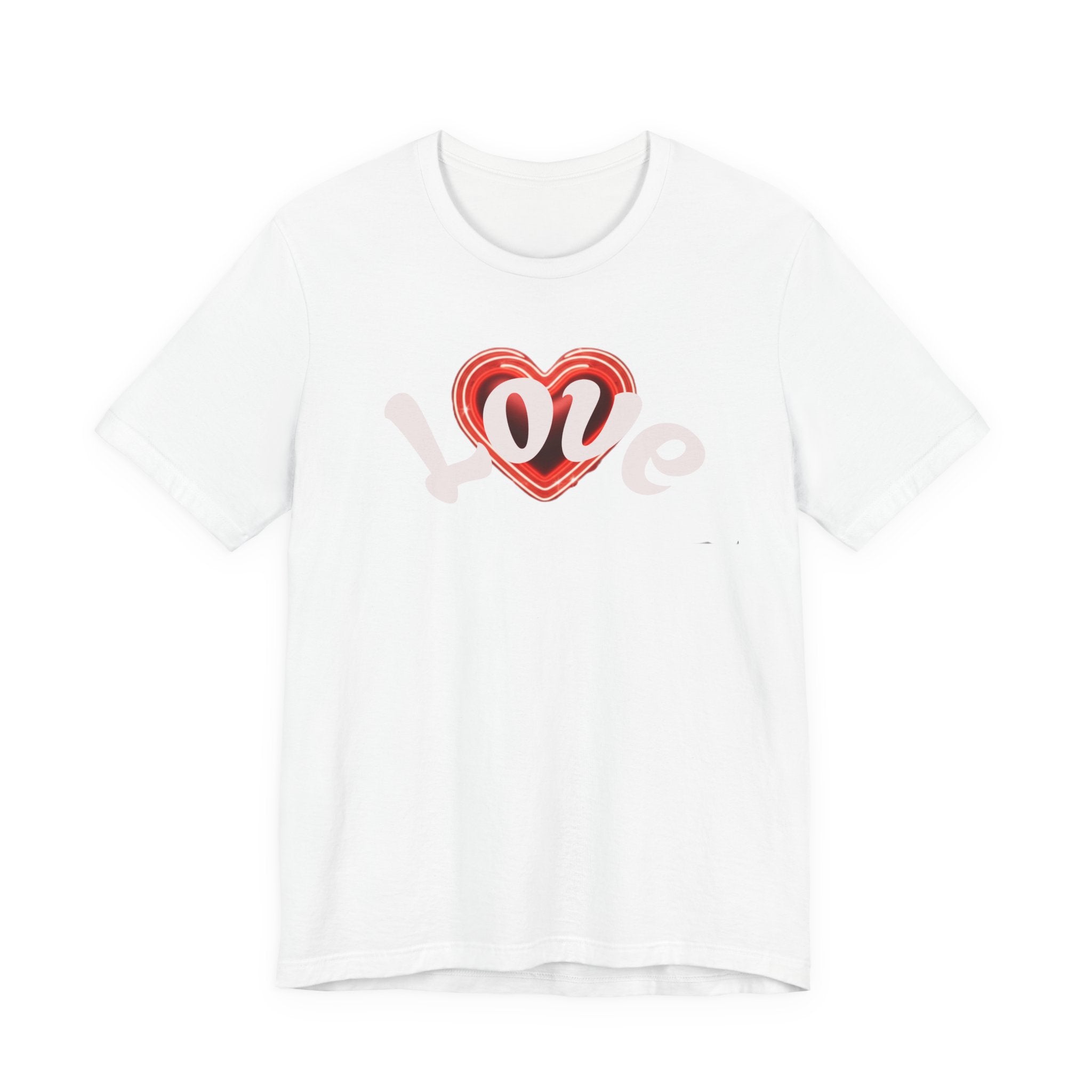 Love Glow Graphic Tee - Retro Red Heart Graphic Design T-Shirt