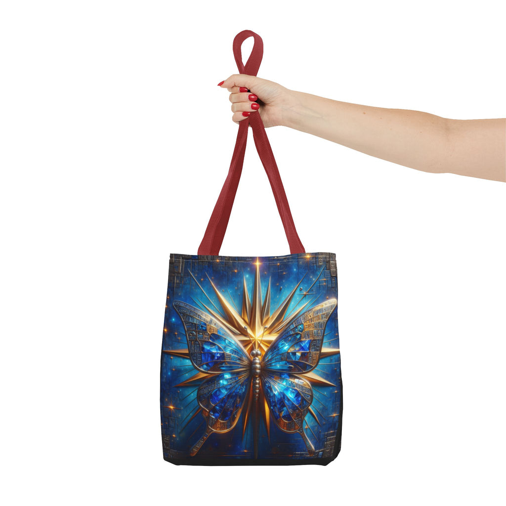 Blue & Gold Butterfly Tote — Galactic Starburst Graphic Design