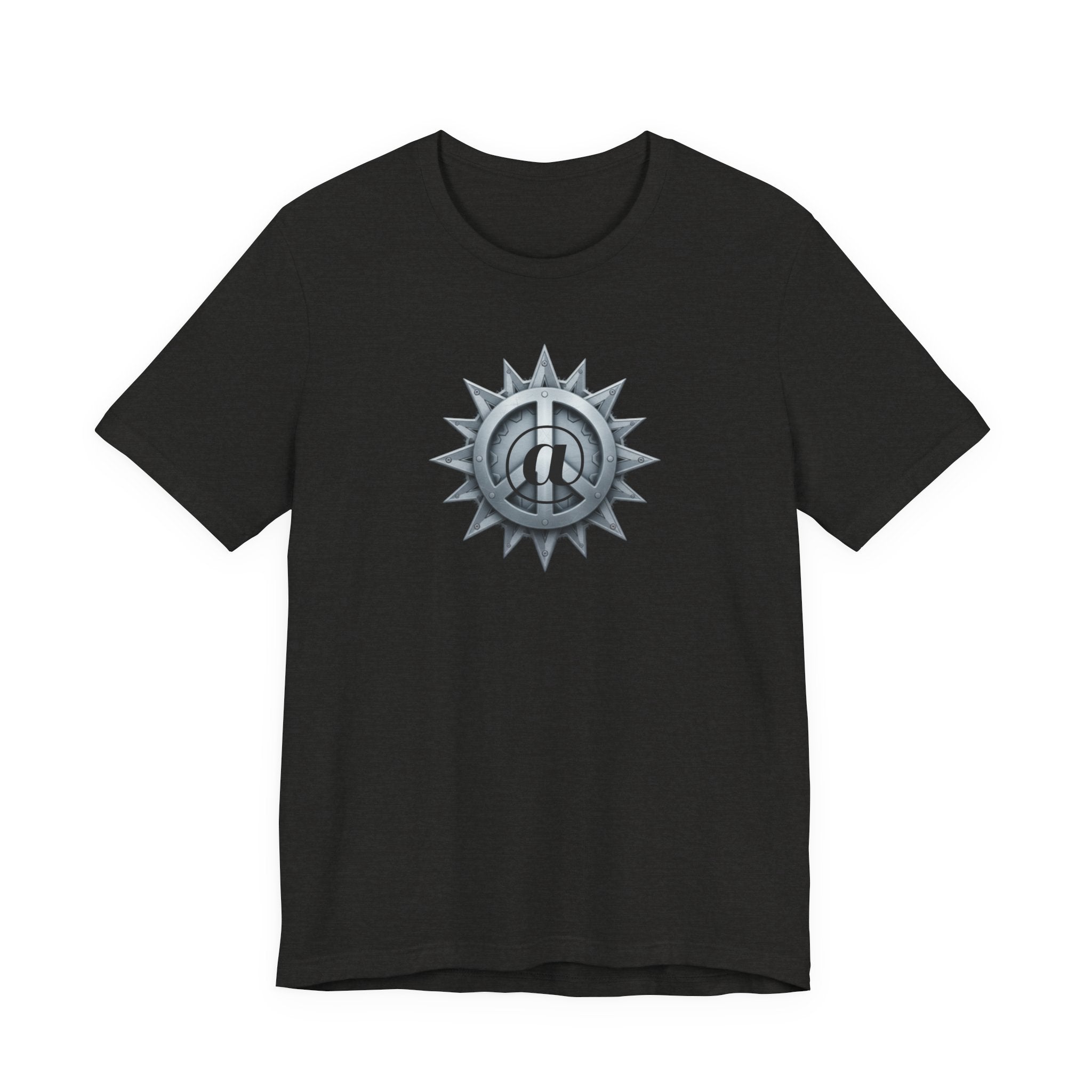 At Peace Graphic Design T-Shirt - Metallic Peace Sign with Metal Starburst Graphic Design Tee