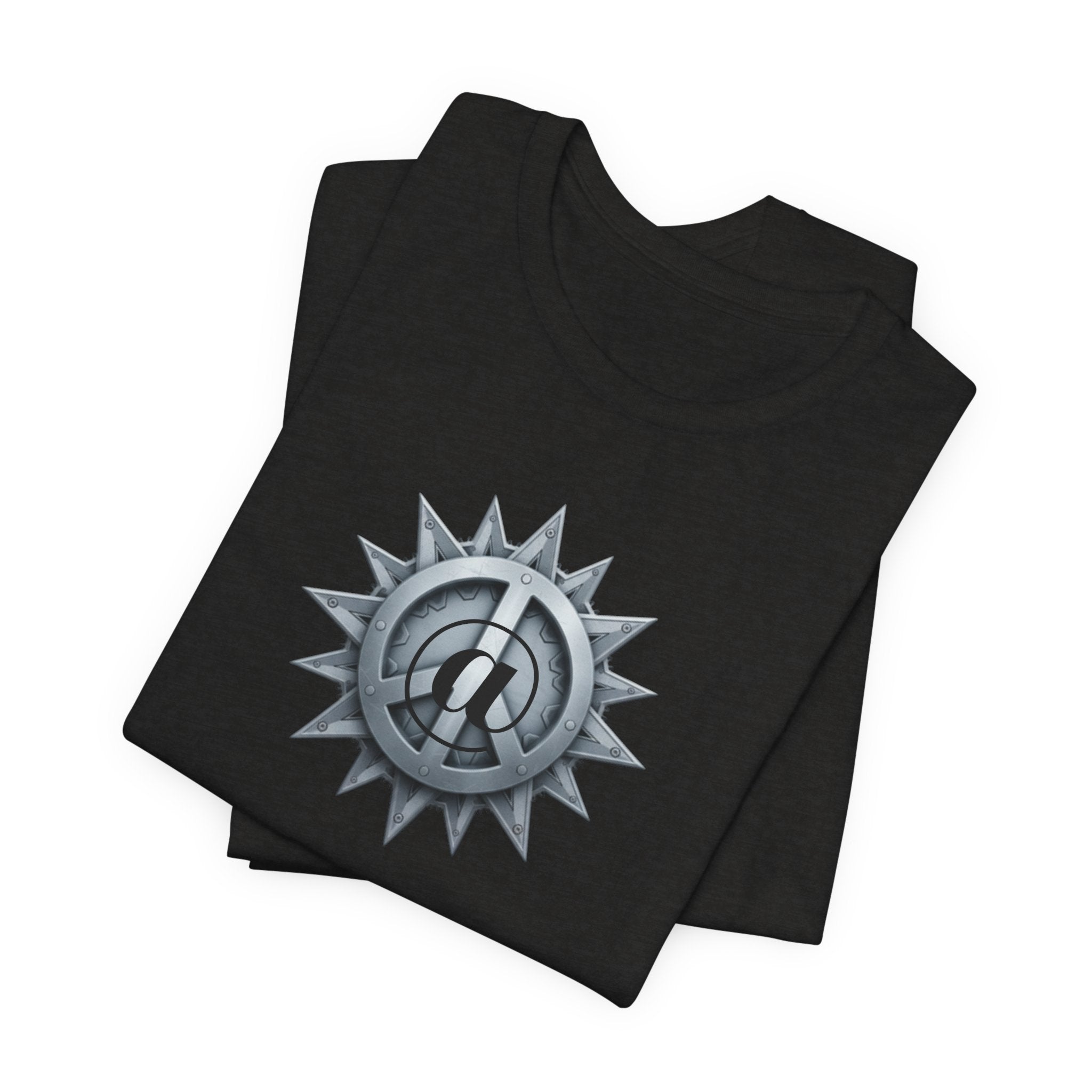 At Peace Graphic Design T-Shirt - Metallic Peace Sign with Metal Starburst Graphic Design Tee