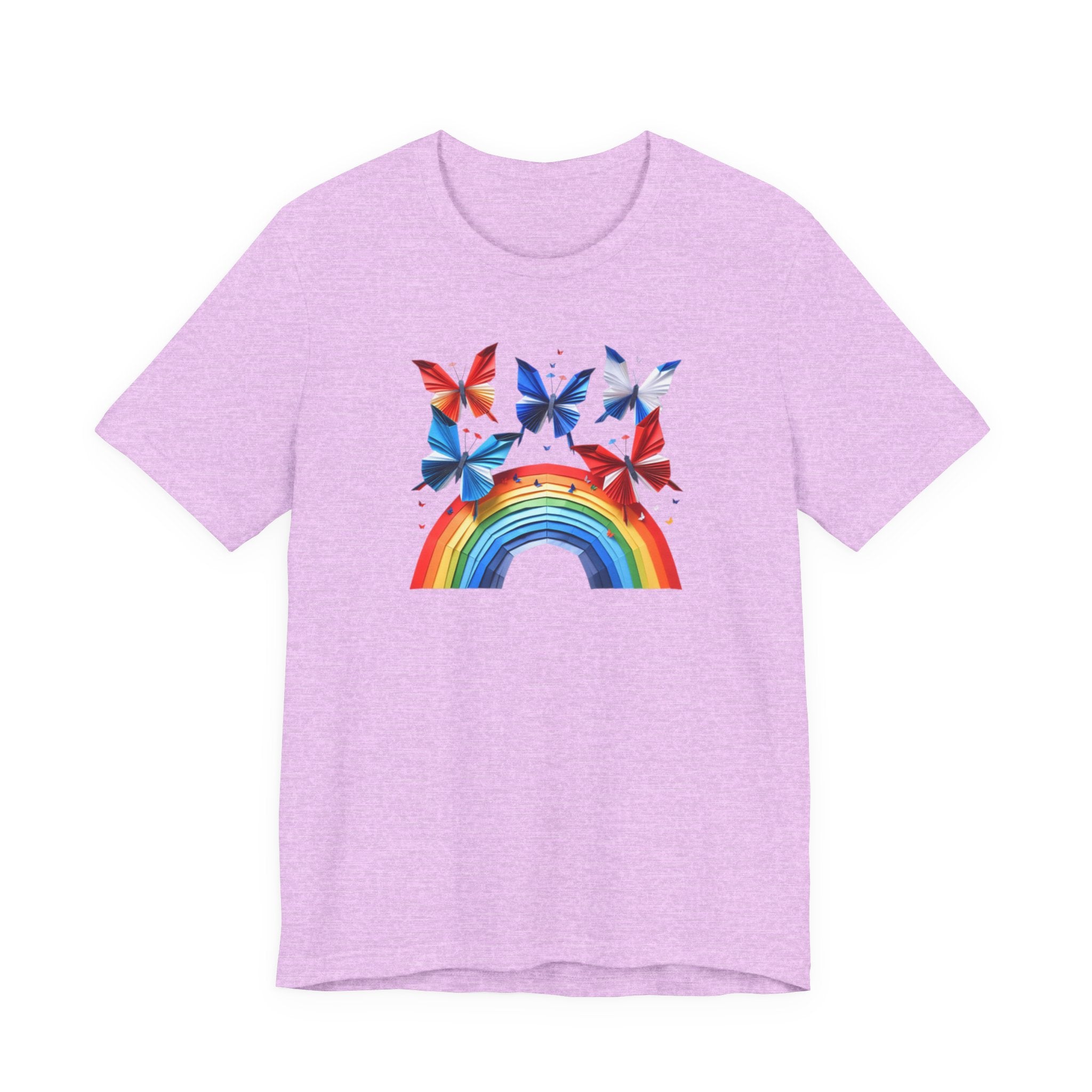 Peace Energy Rainbow Graphic T‑Shirt — Colorful Butterfly & Rainbow Graphic Design Tee