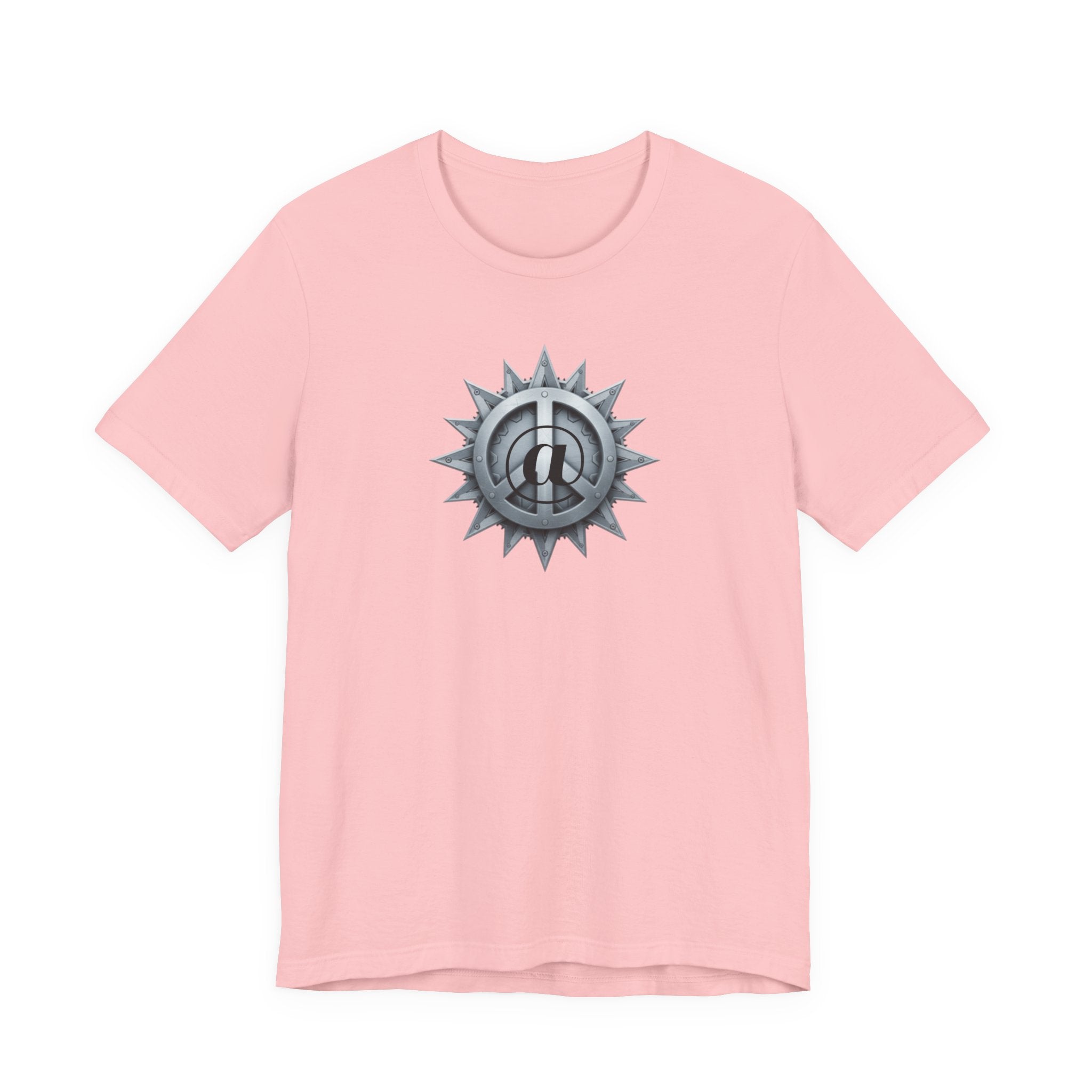 At Peace Graphic Design T-Shirt - Metallic Peace Sign with Metal Starburst Graphic Design Tee