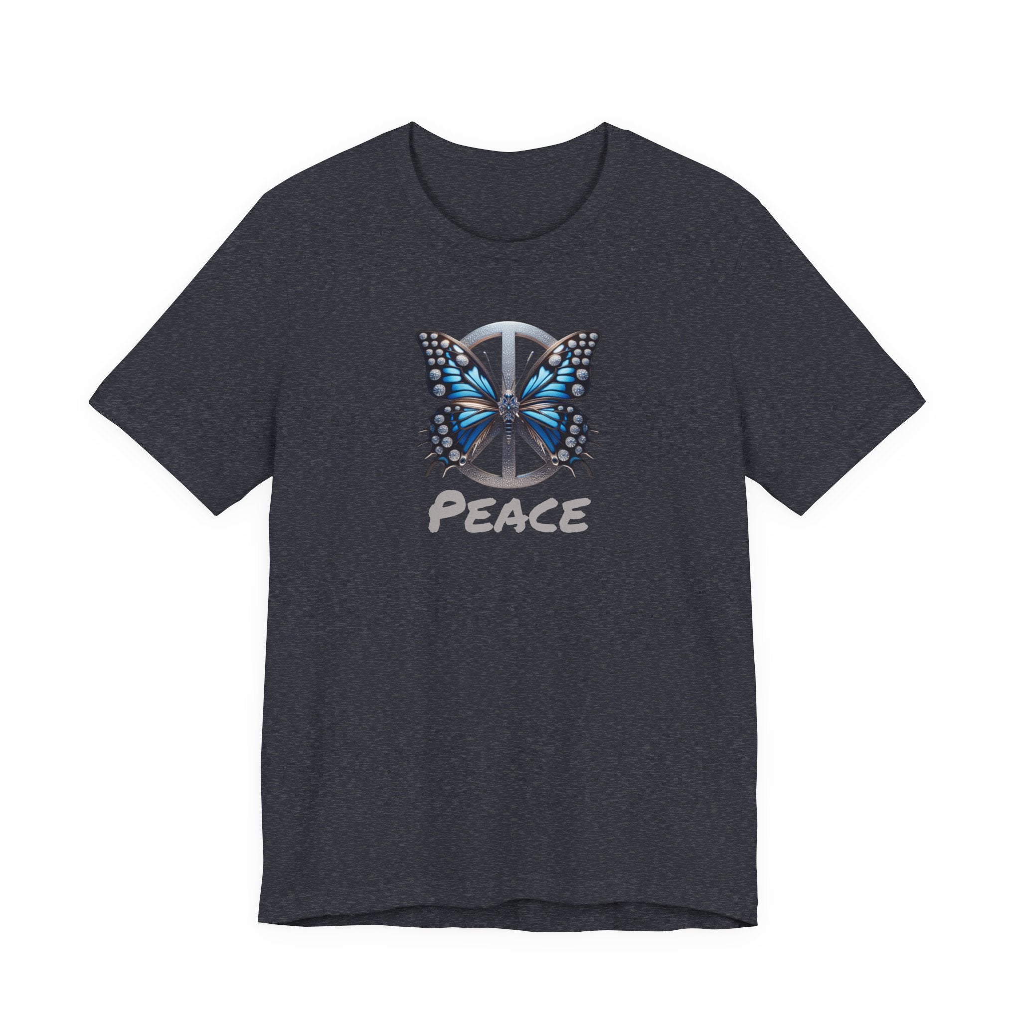 Butterfly Peace Graphic Tee — Blue Monarch Peace Sign Graphic Design