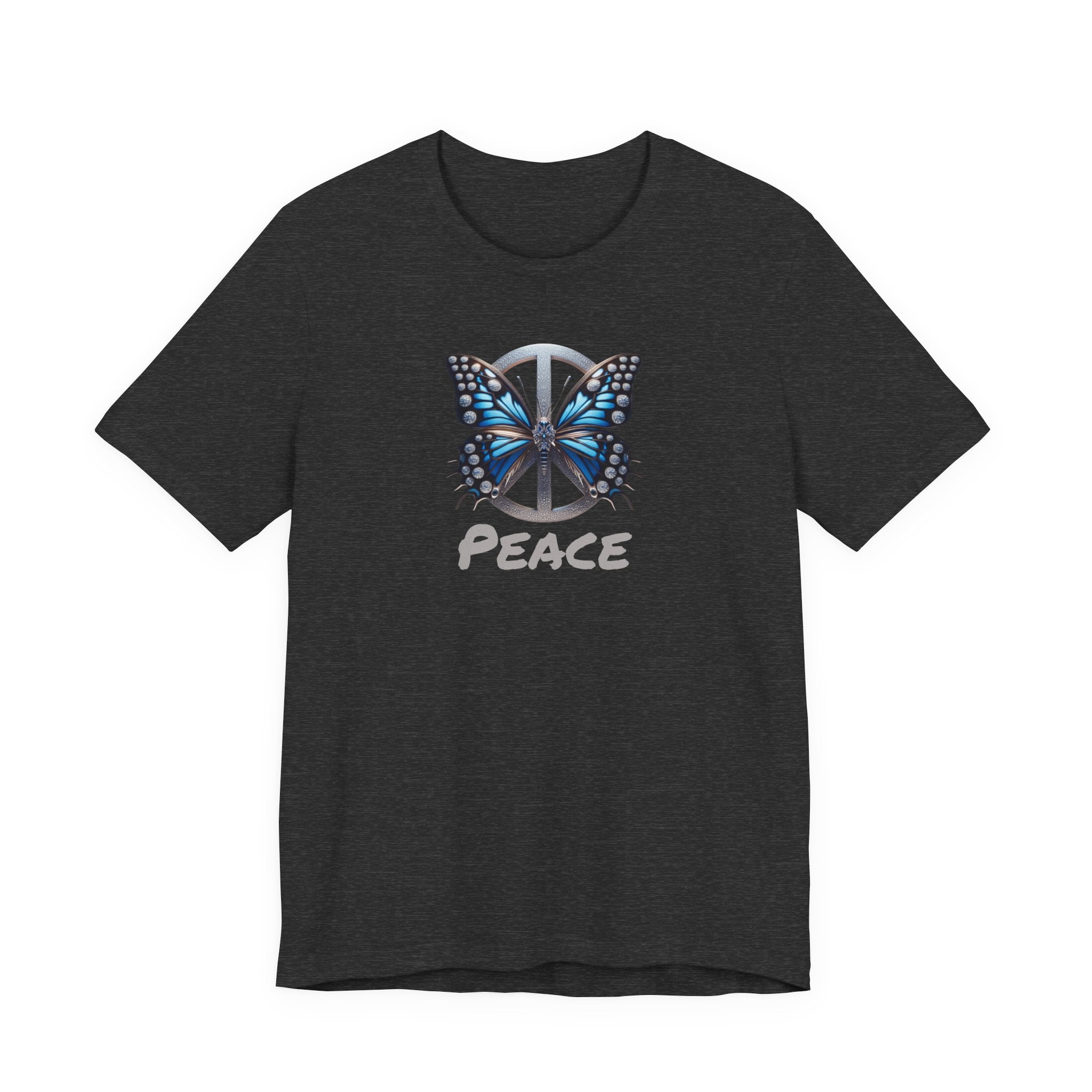 Butterfly Peace Graphic Tee — Blue Monarch Peace Sign Graphic Design