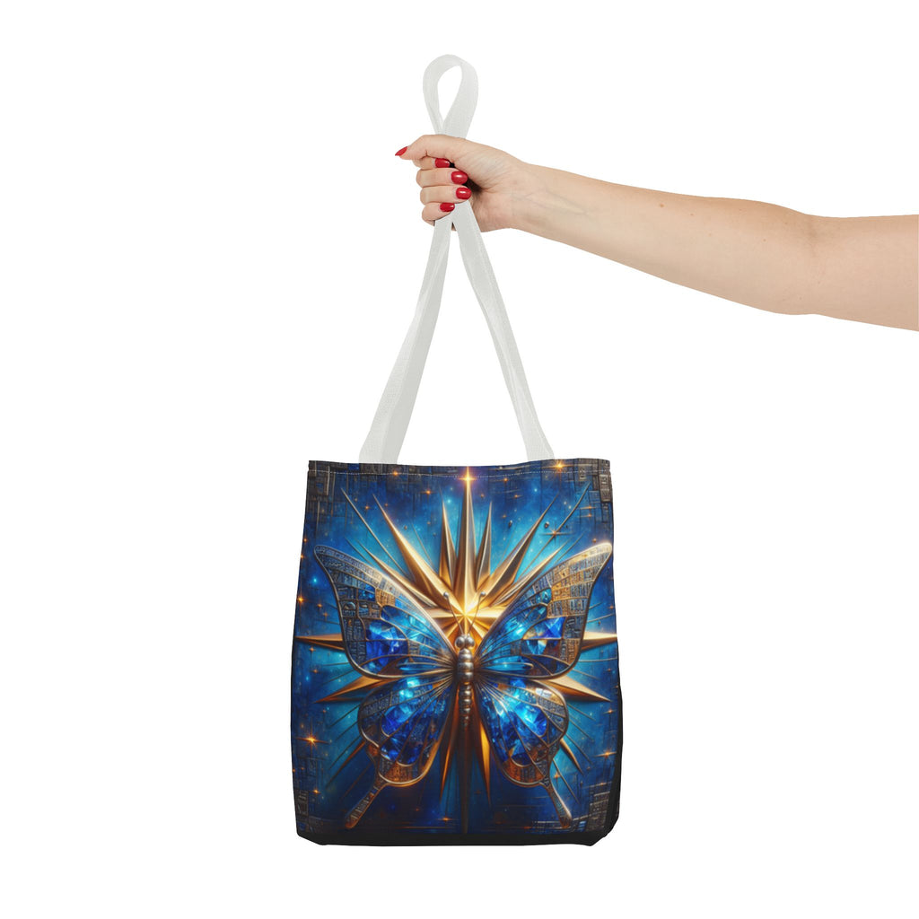 Blue & Gold Butterfly Tote — Galactic Starburst Graphic Design