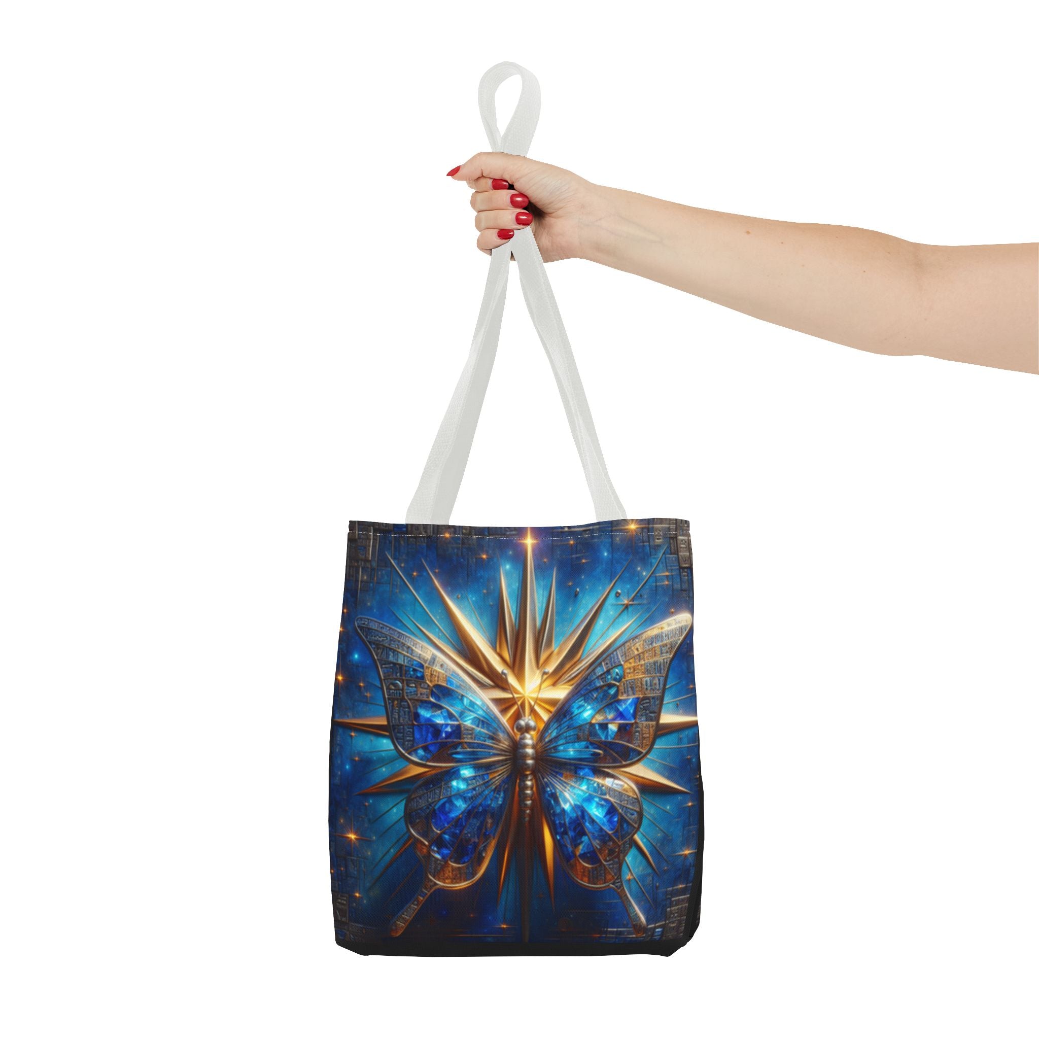 Blue & Gold Butterfly Tote — Galactic Starburst Graphic Design