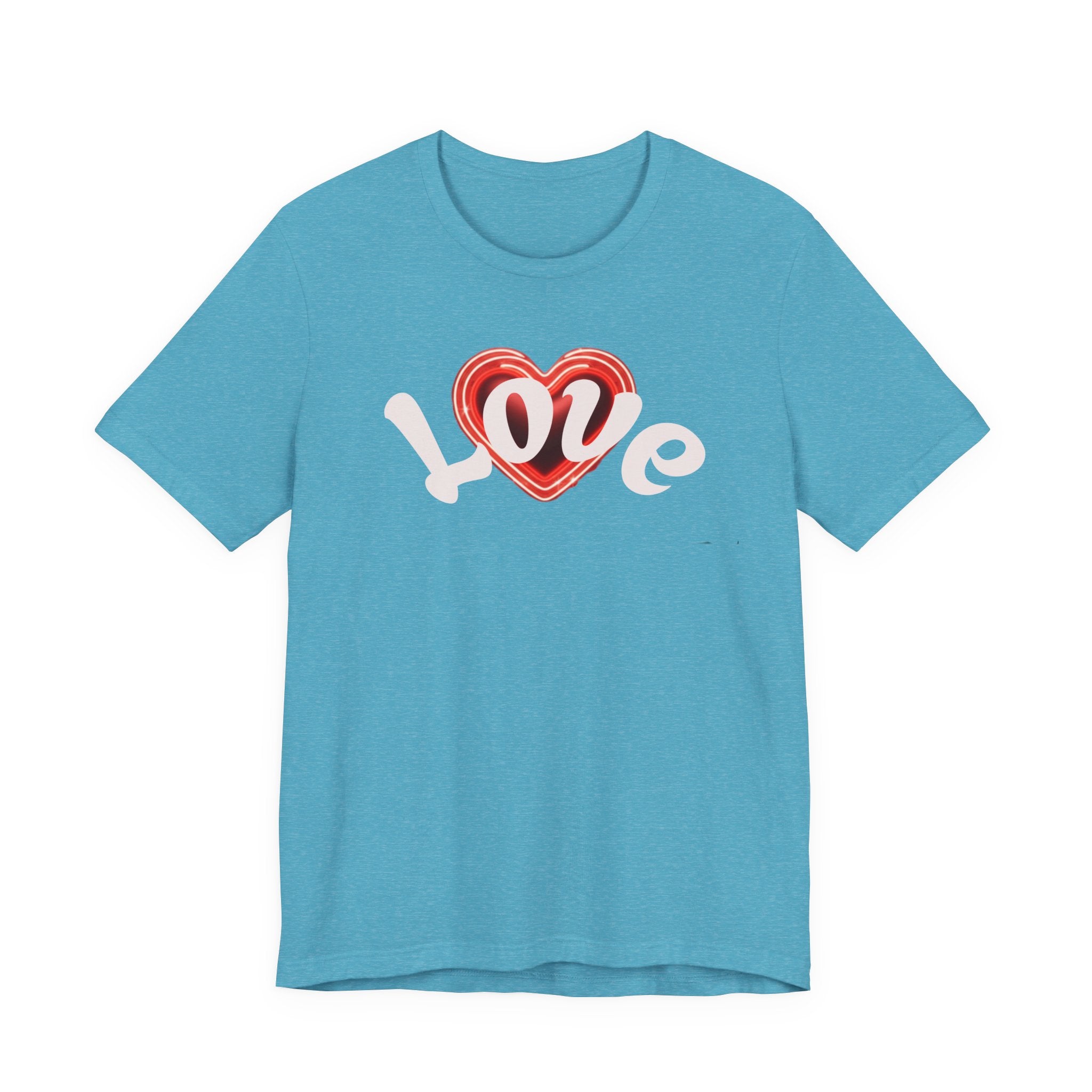 Love Glow Graphic Tee - Retro Red Heart Graphic Design T-Shirt