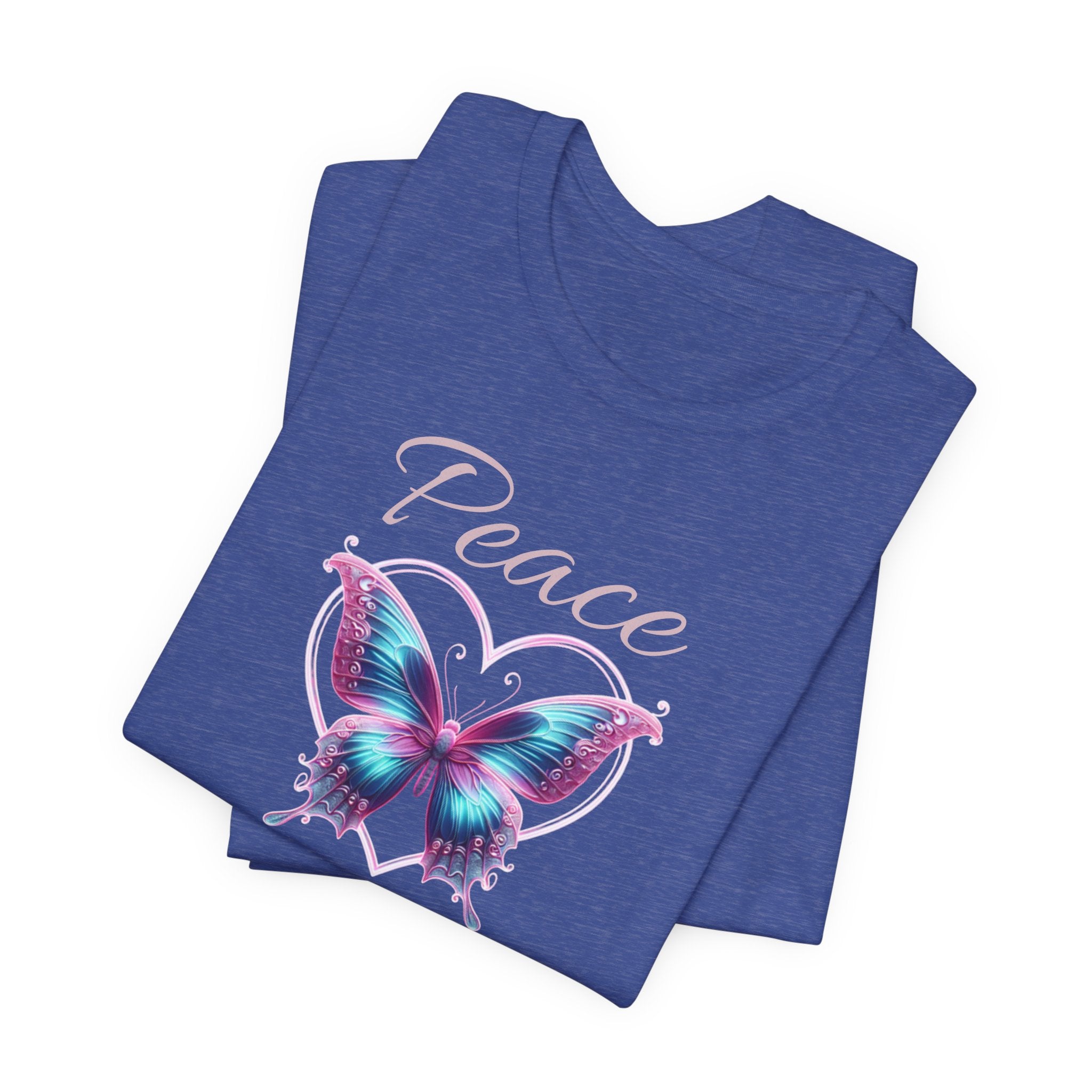 Peace Symbols Graphic Tee— Butterfly and Heart  Graphic Design T-Shirt