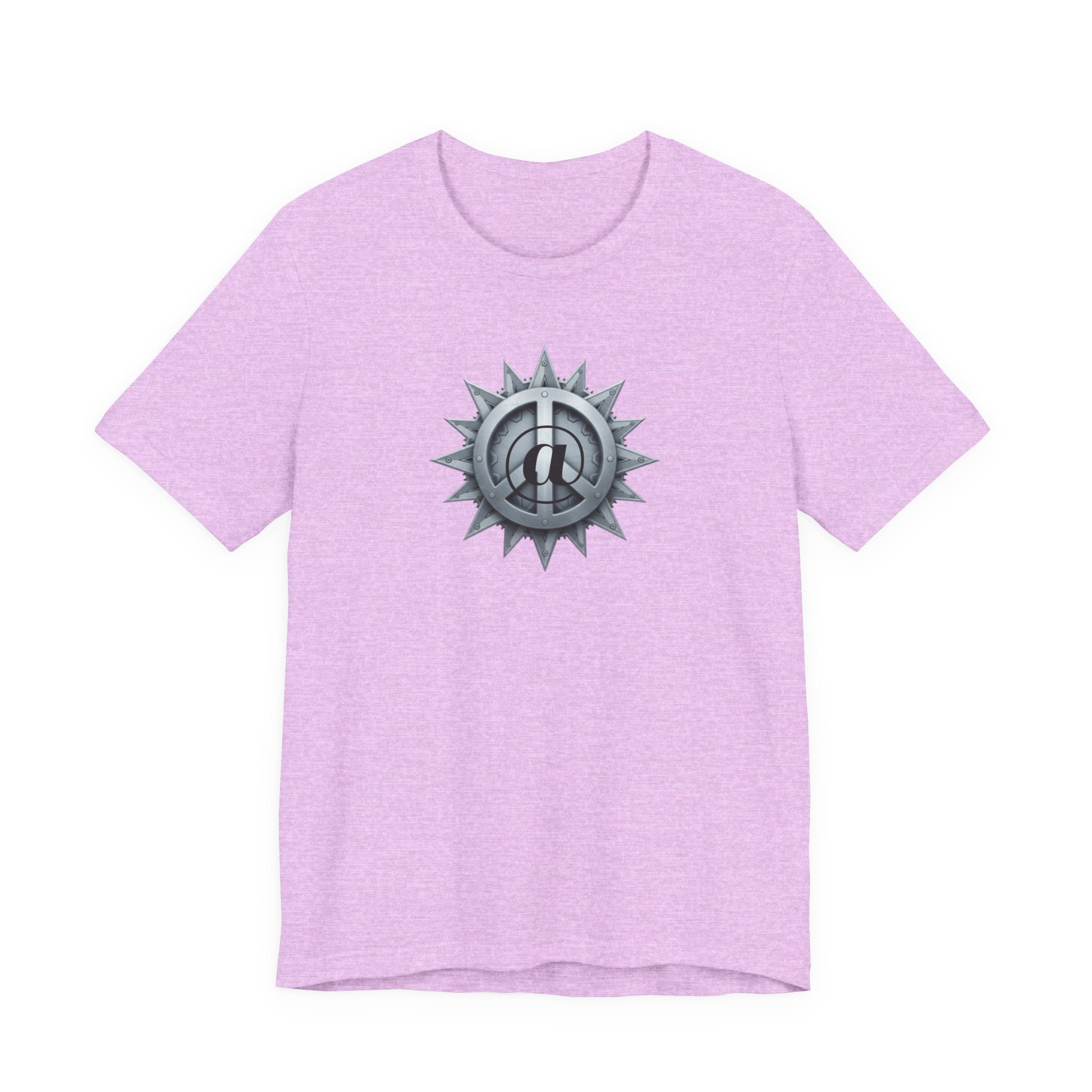 At Peace Graphic Design T-Shirt - Metallic Peace Sign with Metal Starburst Graphic Design Tee