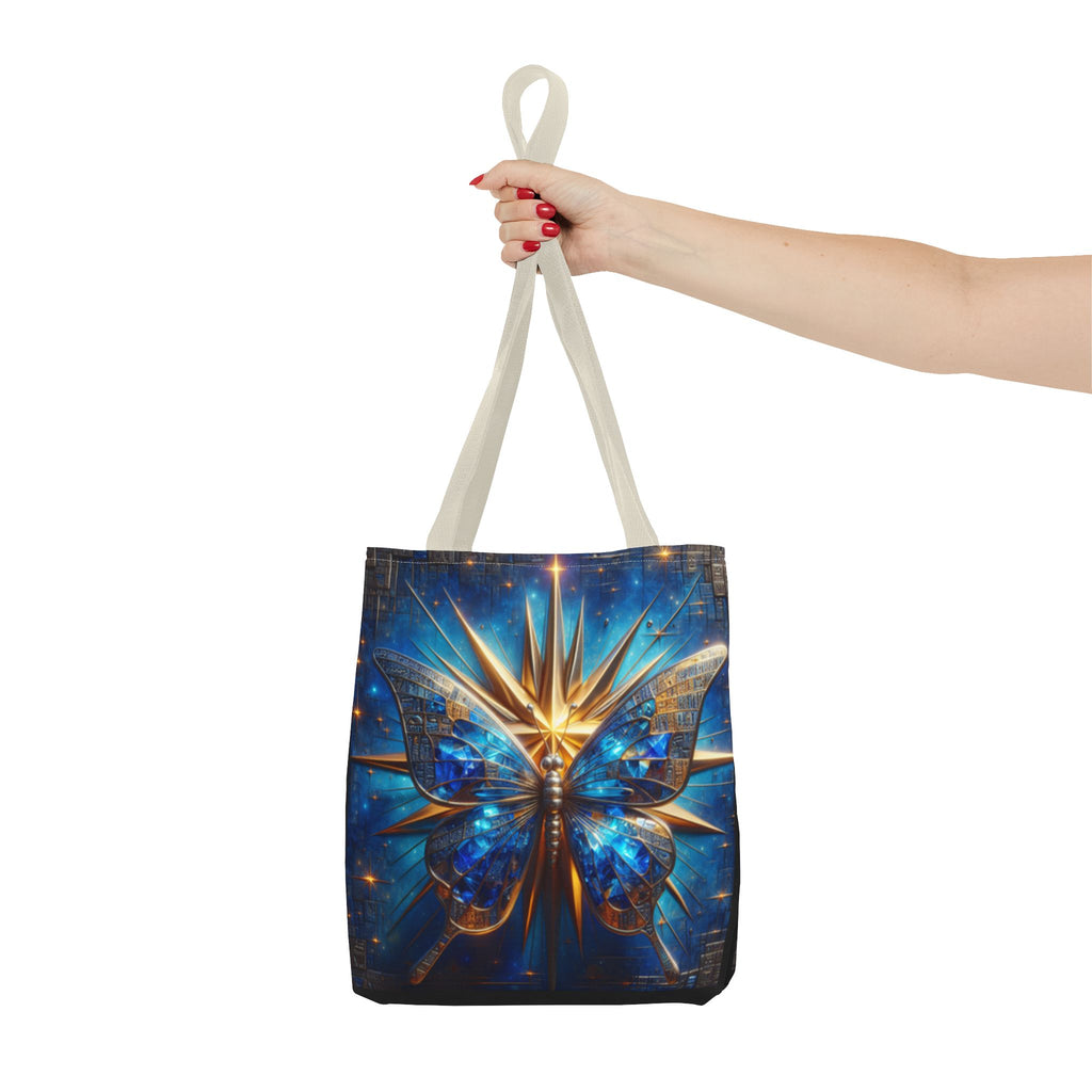 Blue & Gold Butterfly Tote — Galactic Starburst Graphic Design