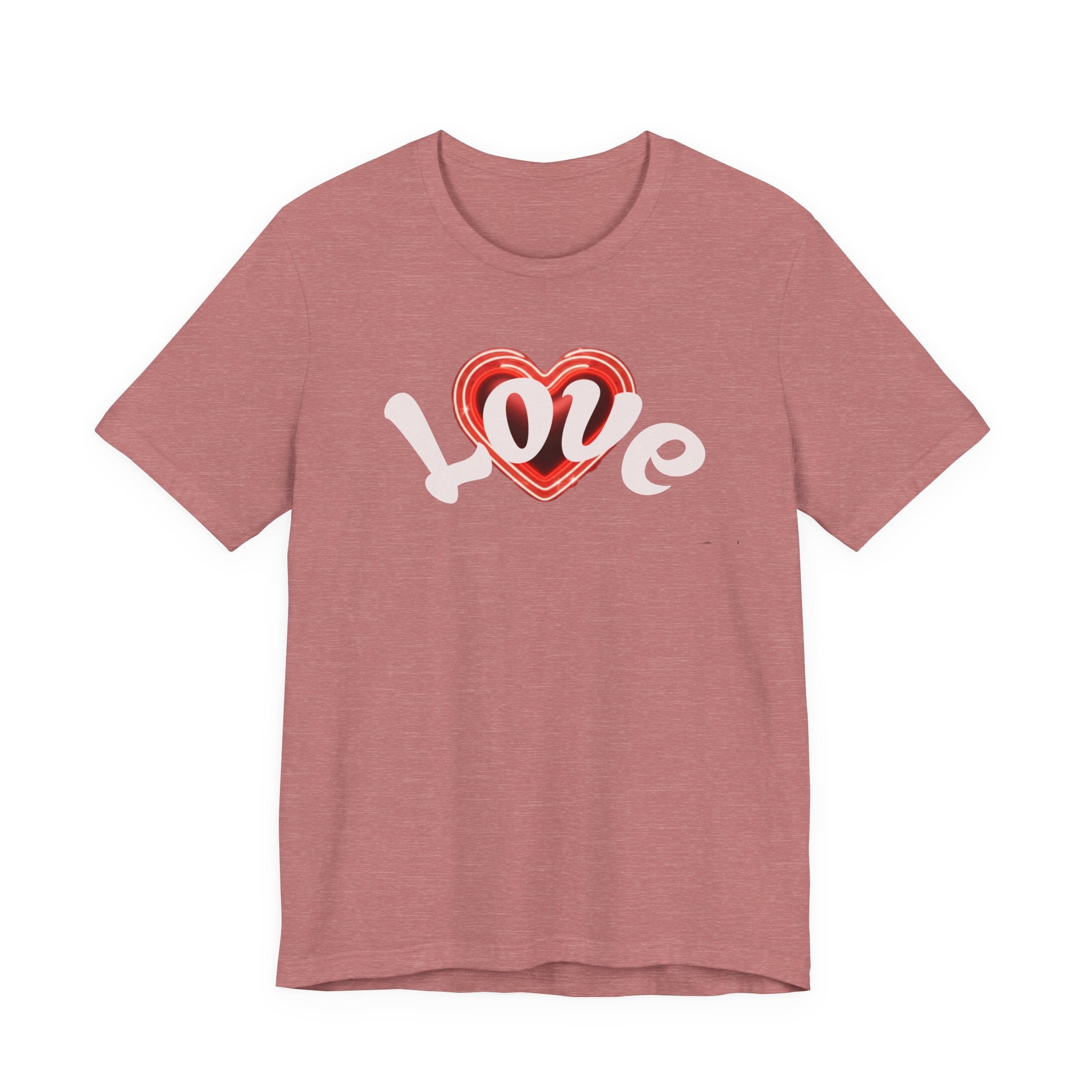Love Glow Graphic Tee - Retro Red Heart Graphic Design T-Shirt
