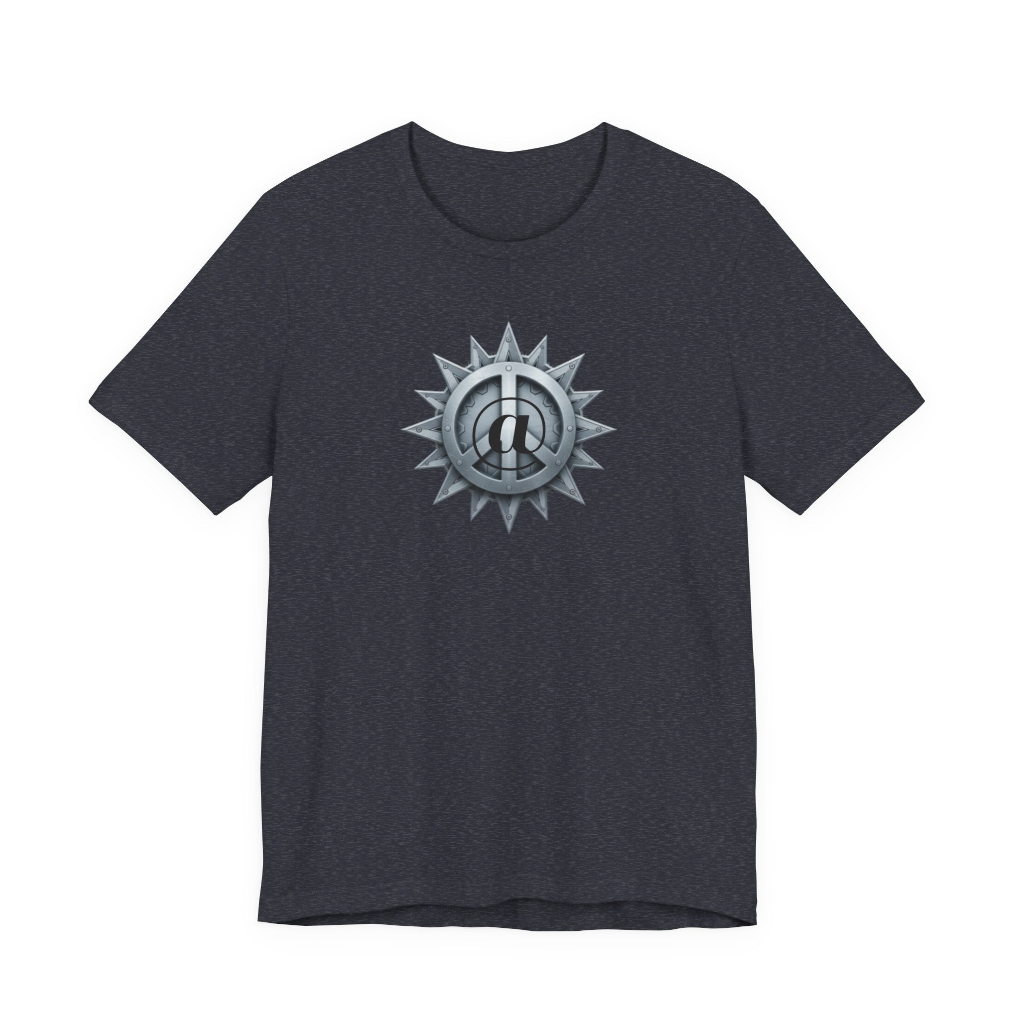 At Peace Graphic Design T-Shirt - Metallic Peace Sign with Metal Starburst Graphic Design Tee