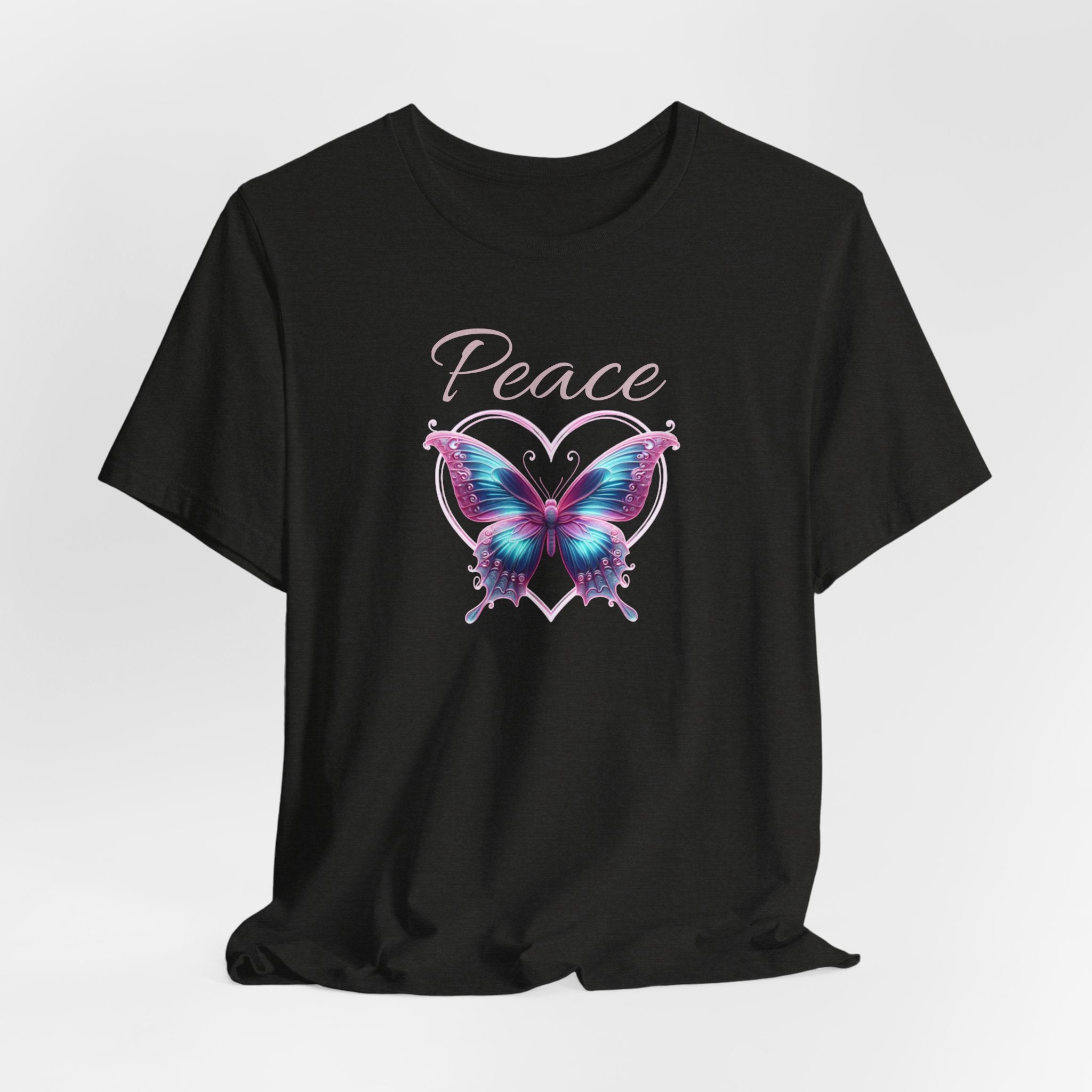 Peace Symbols Graphic Tee— Butterfly and Heart  Graphic Design T-Shirt