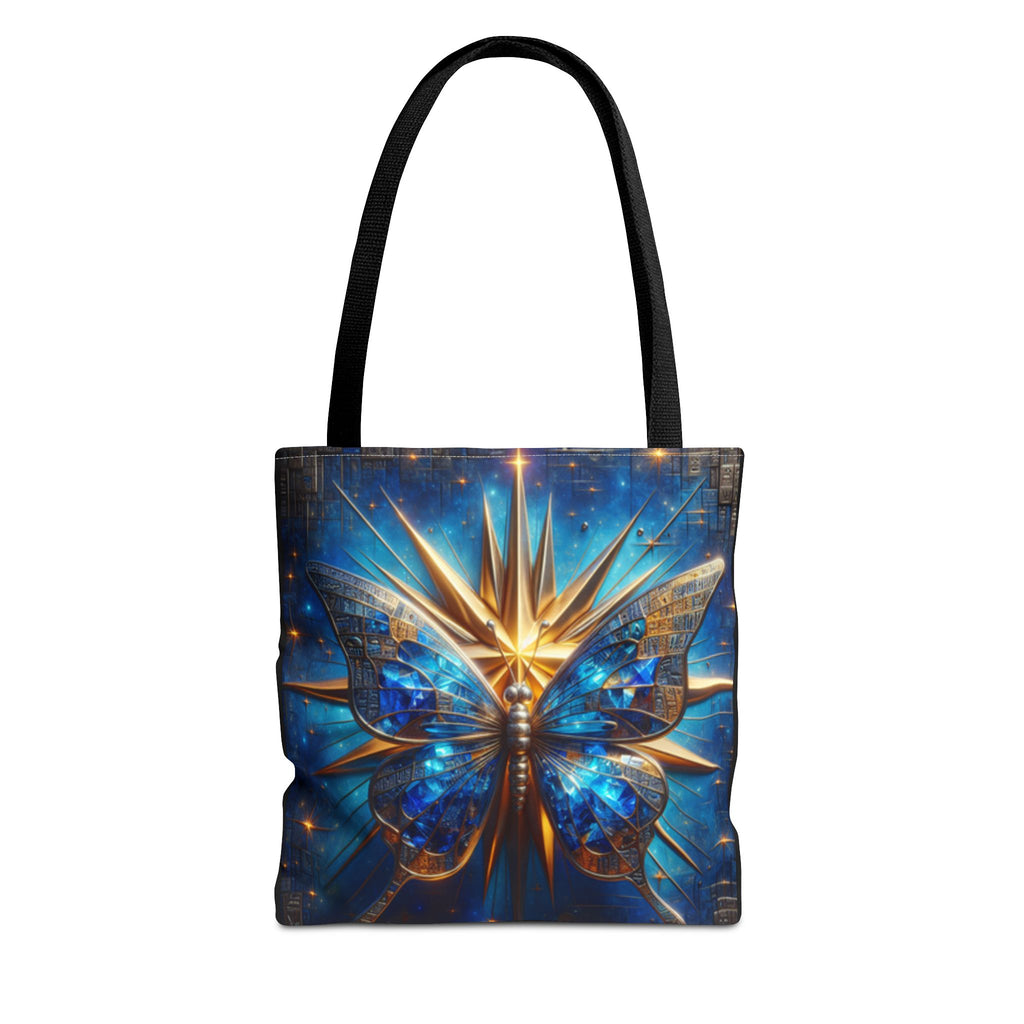 Blue & Gold Butterfly Tote — Galactic Starburst Graphic Design