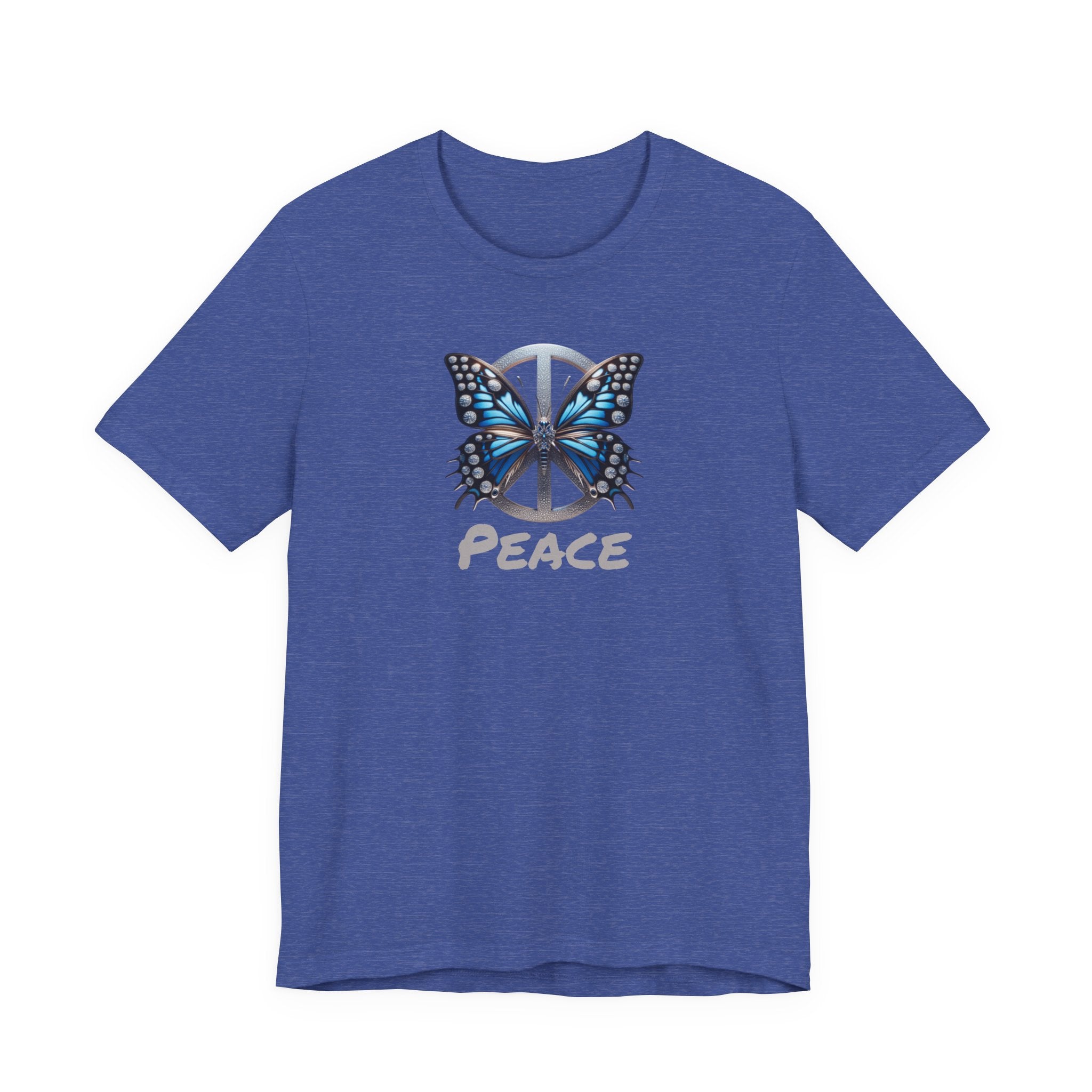 Butterfly Peace Graphic Tee — Blue Monarch Peace Sign Graphic Design