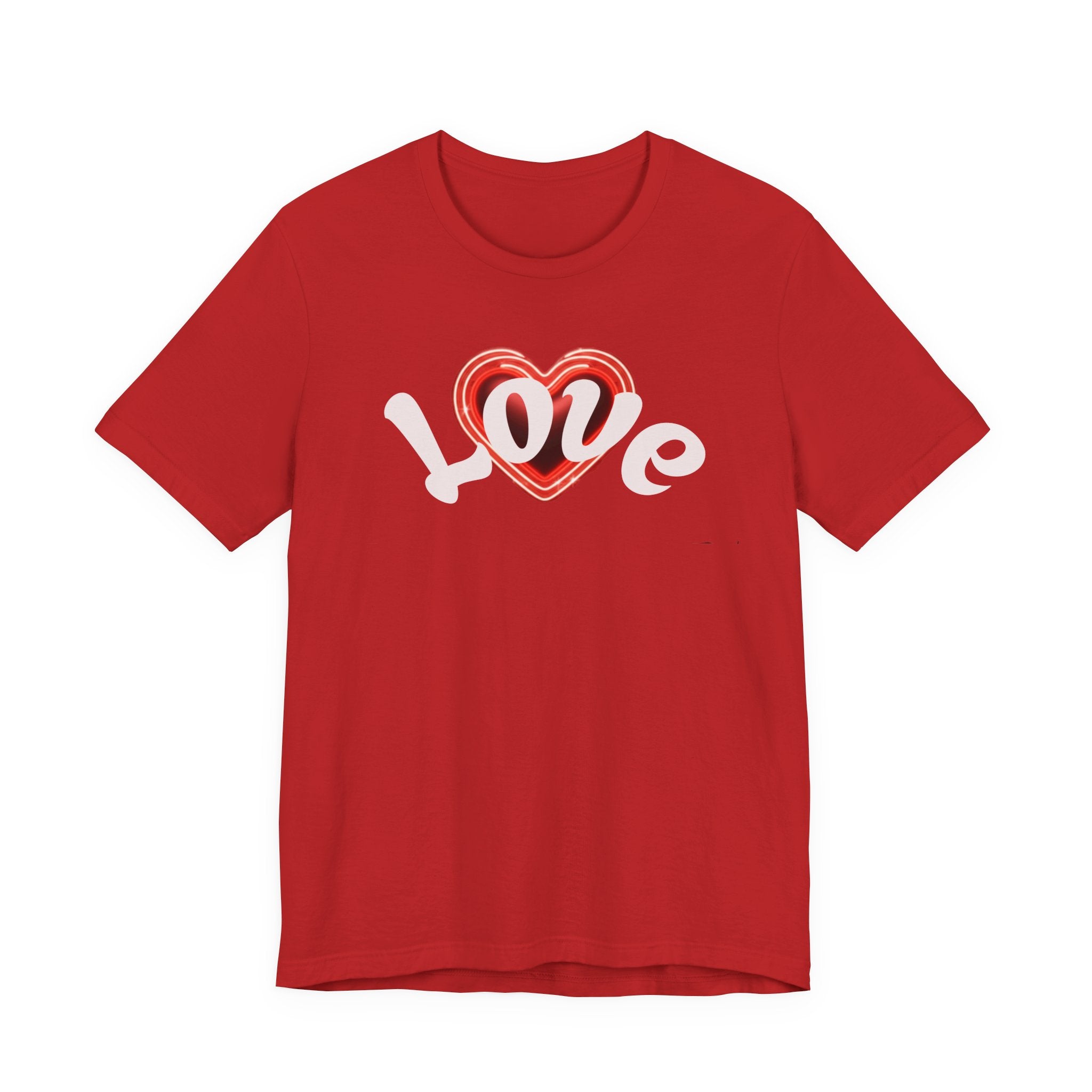 Love Glow Graphic Tee - Retro Red Heart Graphic Design T-Shirt