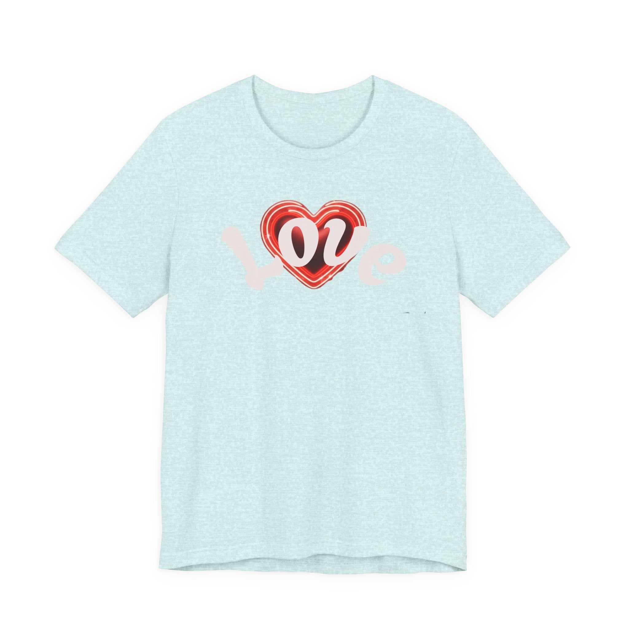 Love Glow Graphic Tee - Retro Red Heart Graphic Design T-Shirt