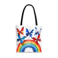 Positive Energy Tote Bag — Colorful Rainbow and Butterflies Graphic Design