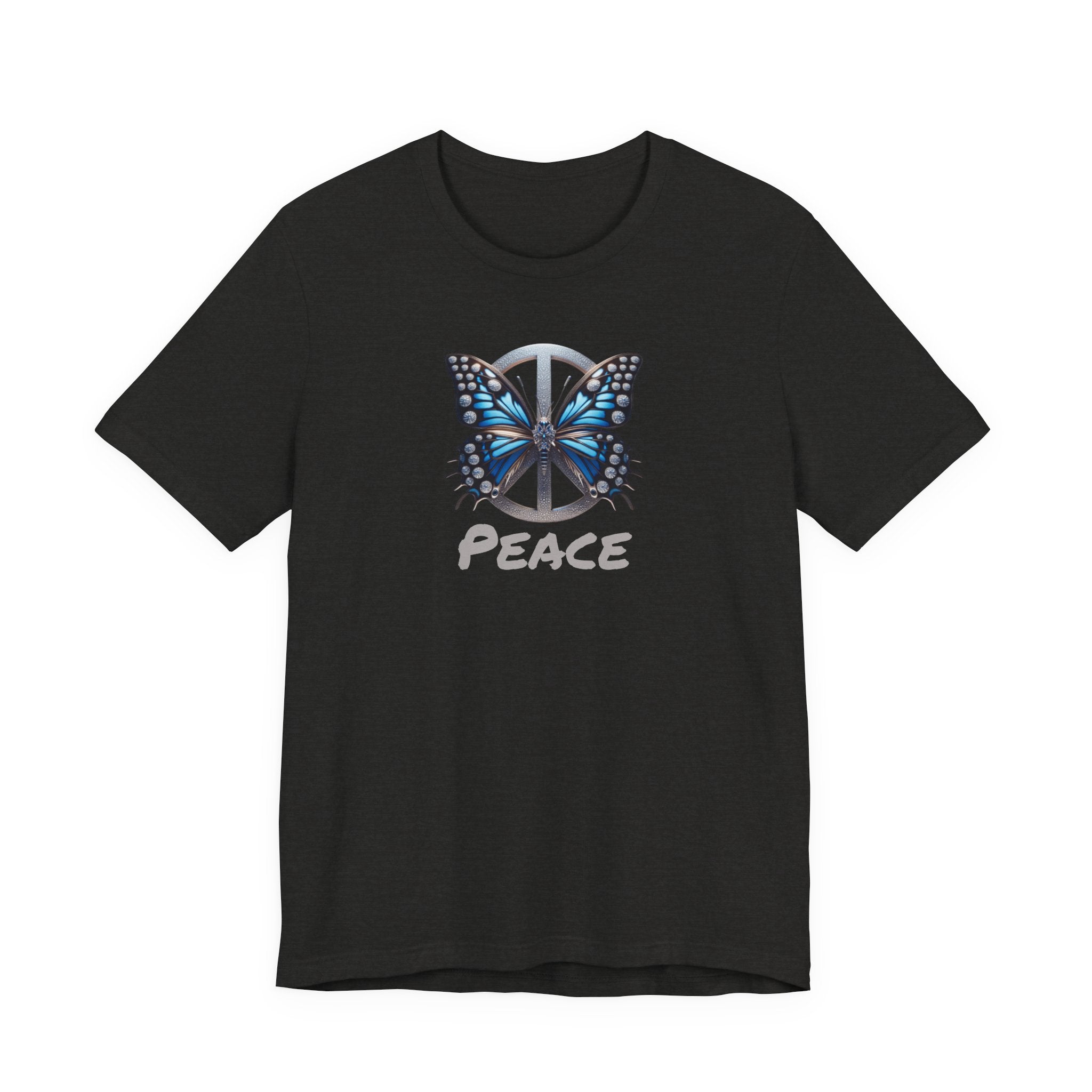 Butterfly Peace Graphic Tee — Blue Monarch Peace Sign Graphic Design