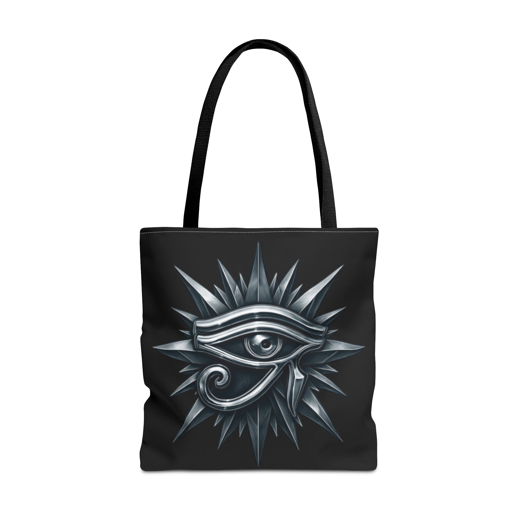 Eye of Horus Mystic Tote Bag — All-Seeing Eye and Silver Starburst Graphic Design
