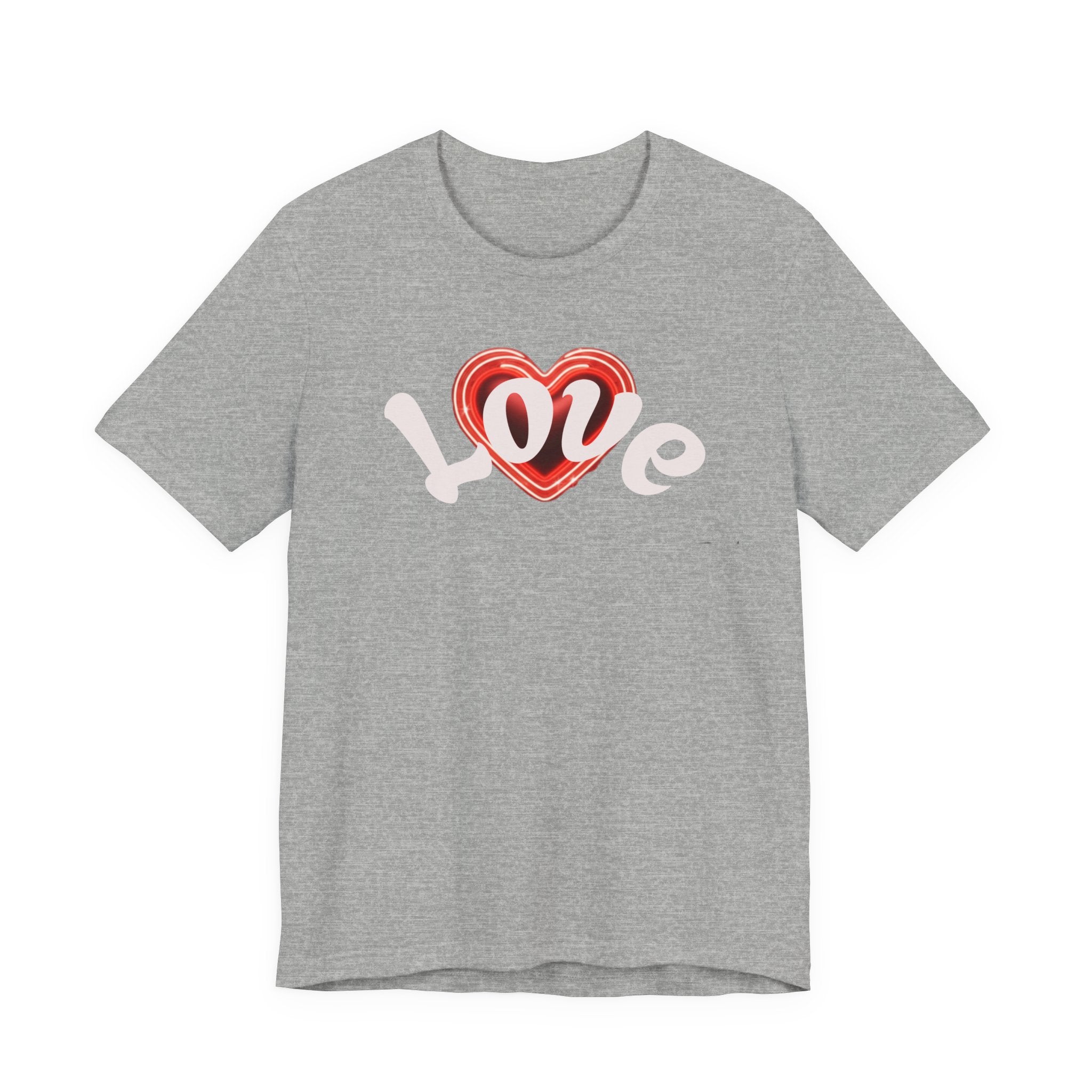 Love Glow Graphic Tee - Retro Red Heart Graphic Design T-Shirt