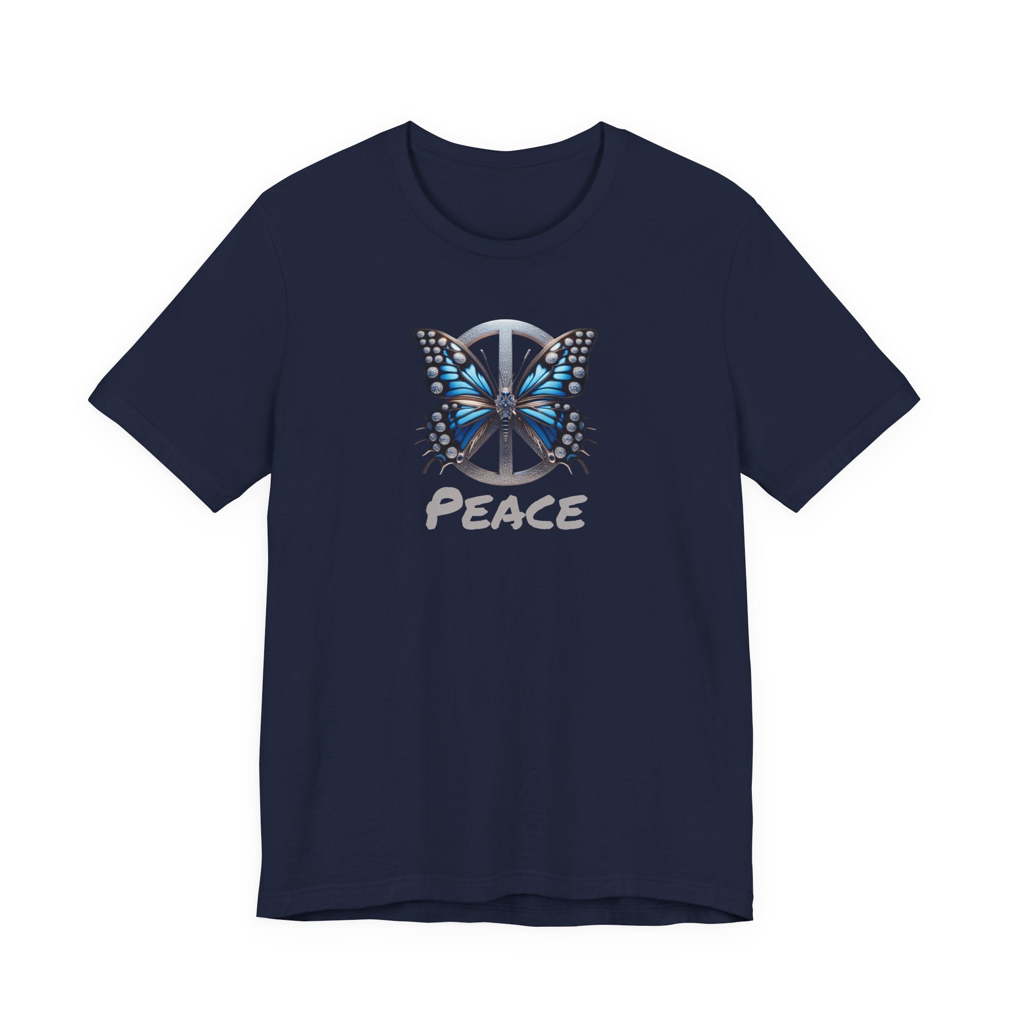 Butterfly Peace Graphic Tee — Blue Monarch Peace Sign Graphic Design