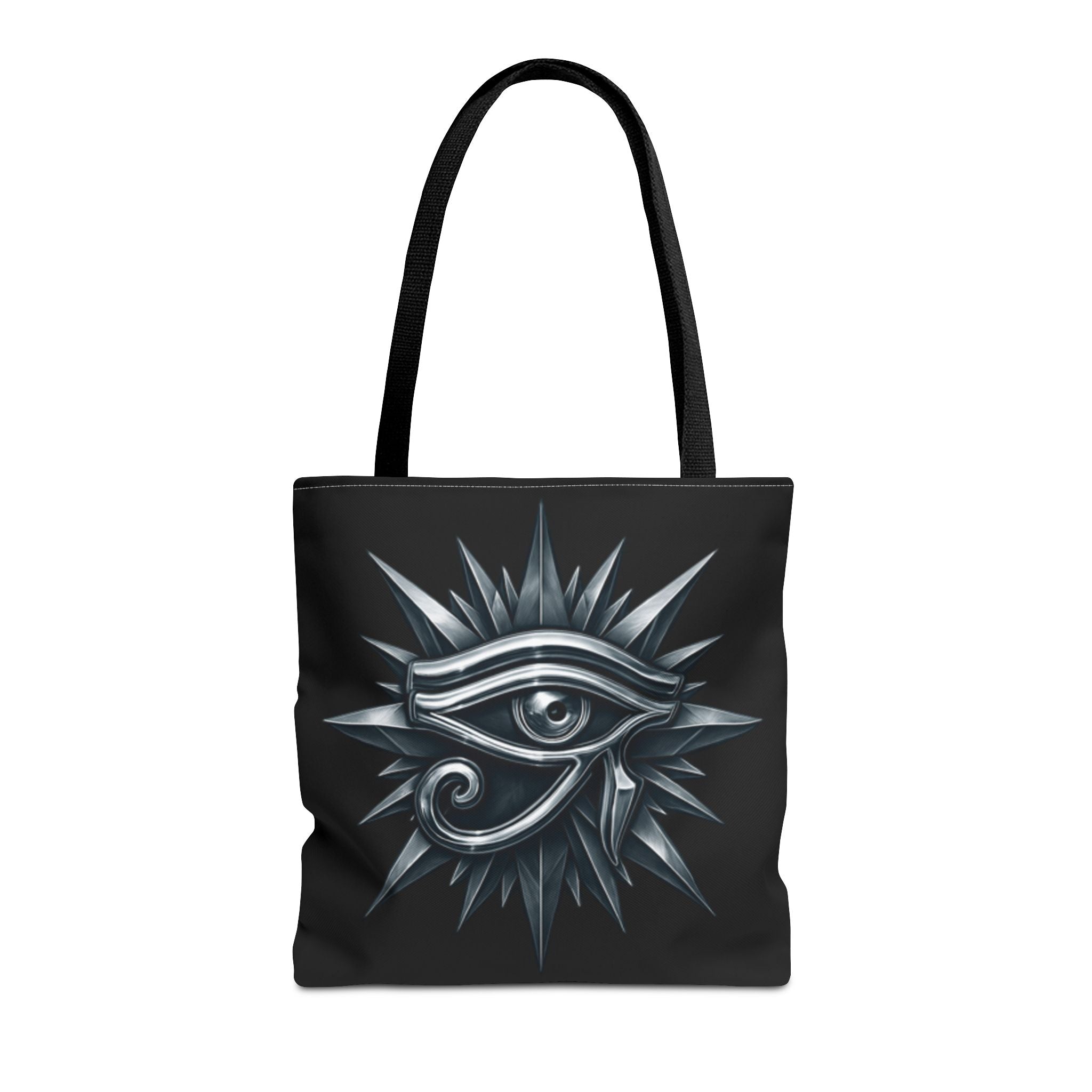 Eye of Horus Mystic Tote Bag — All-Seeing Eye and Silver Starburst Graphic Design