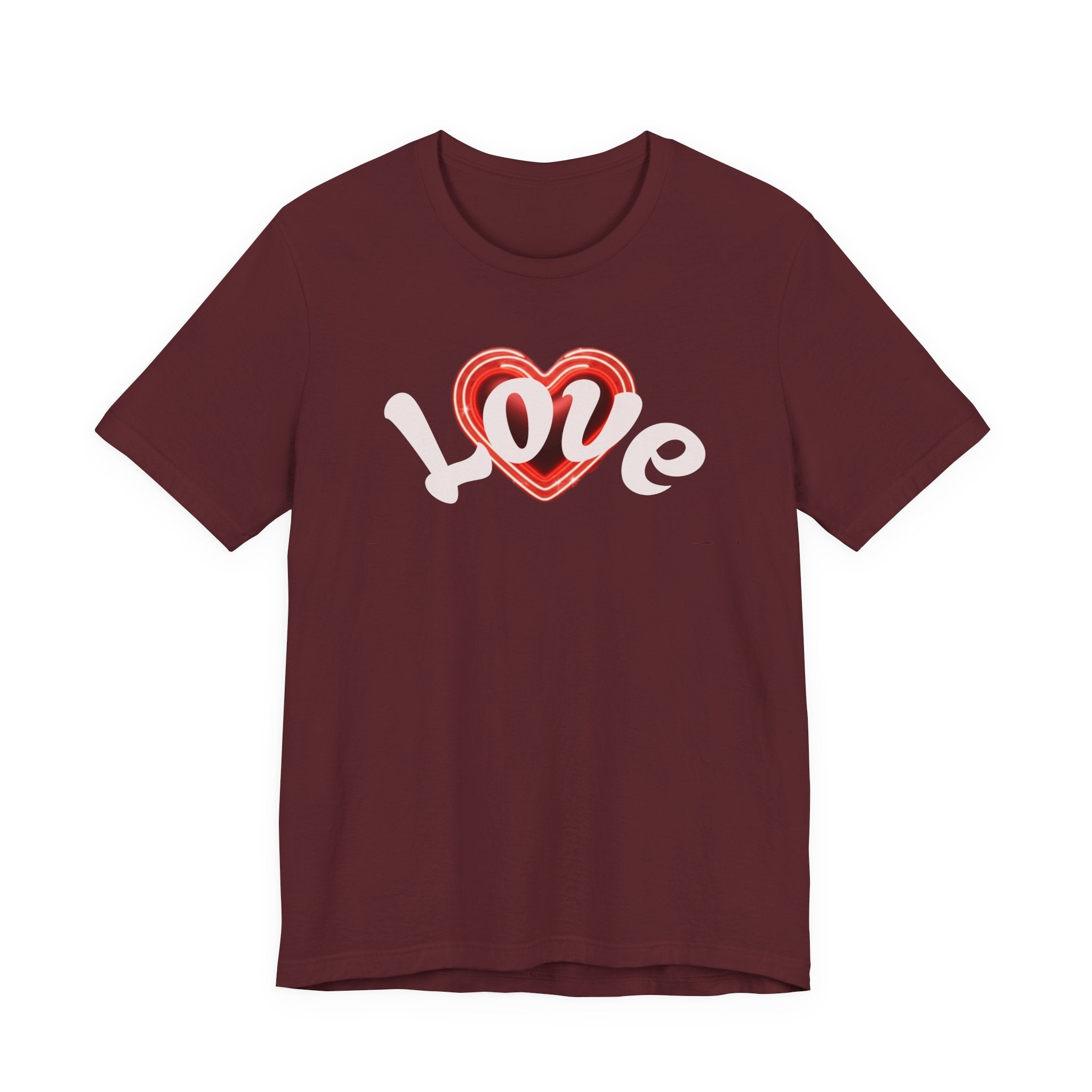 Love Glow Graphic Tee - Retro Red Heart Graphic Design T-Shirt