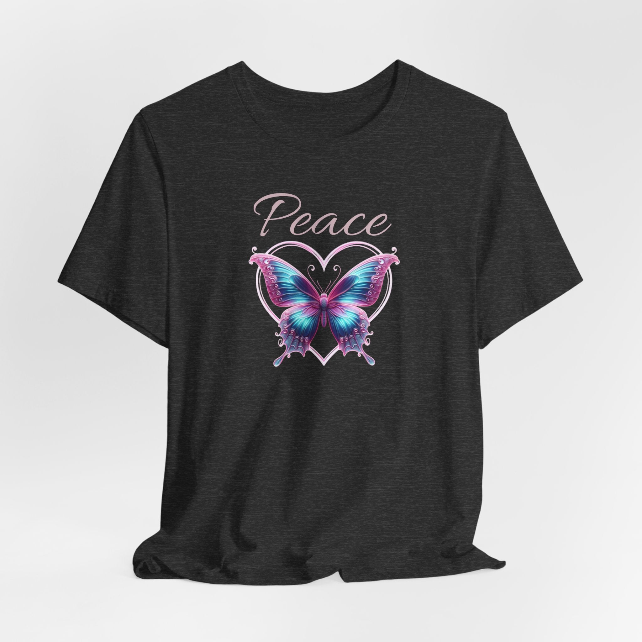Peace Symbols Graphic Tee— Butterfly and Heart  Graphic Design T-Shirt