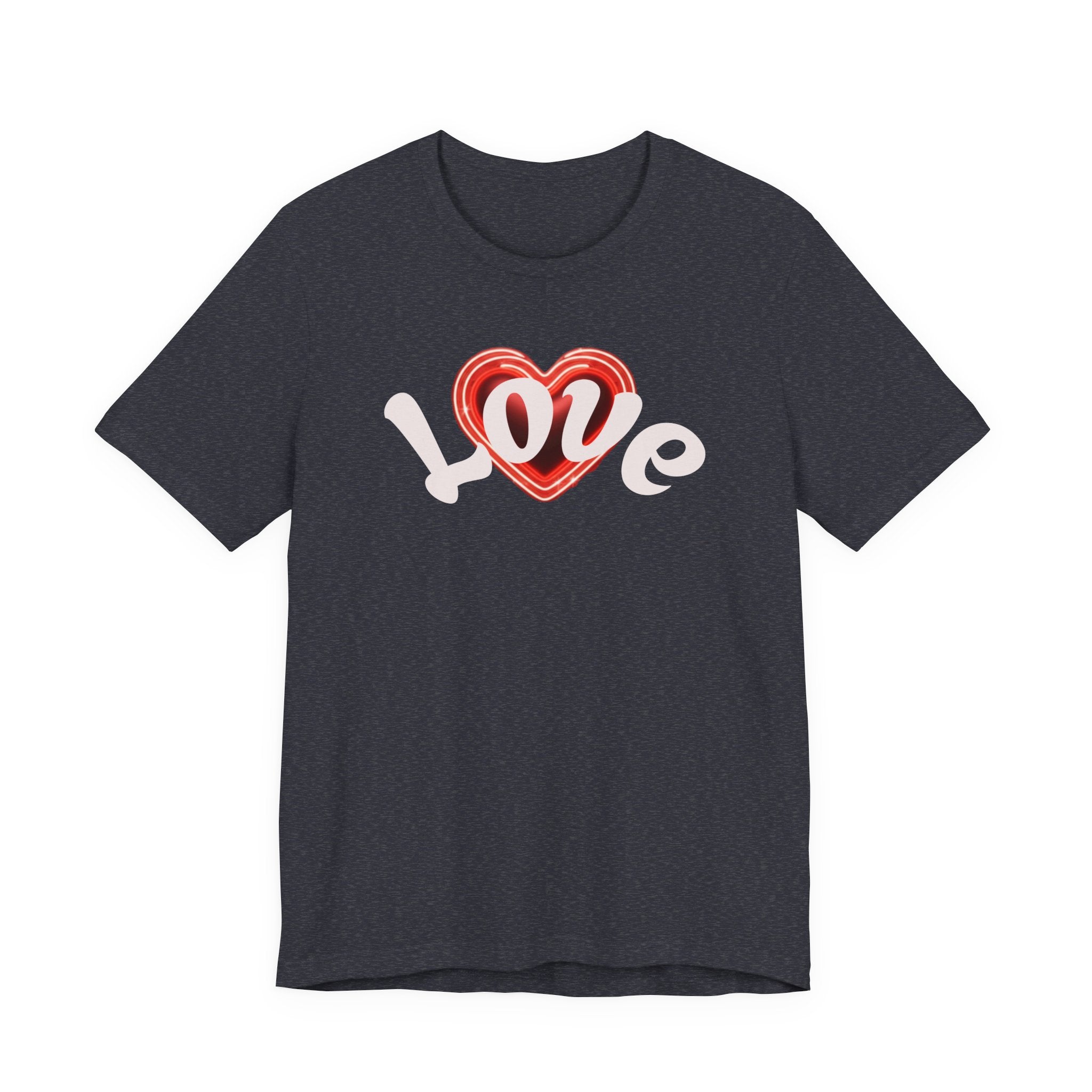 Love Glow Graphic Tee - Retro Red Heart Graphic Design T-Shirt