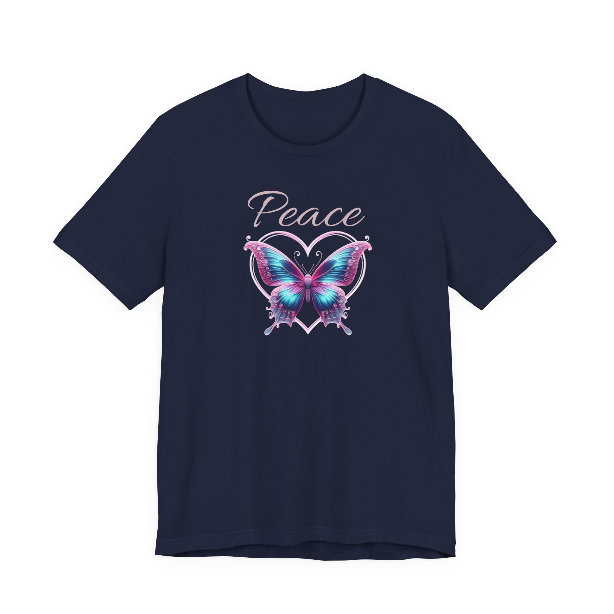 Peace Symbols Graphic Tee— Butterfly and Heart  Graphic Design T-Shirt