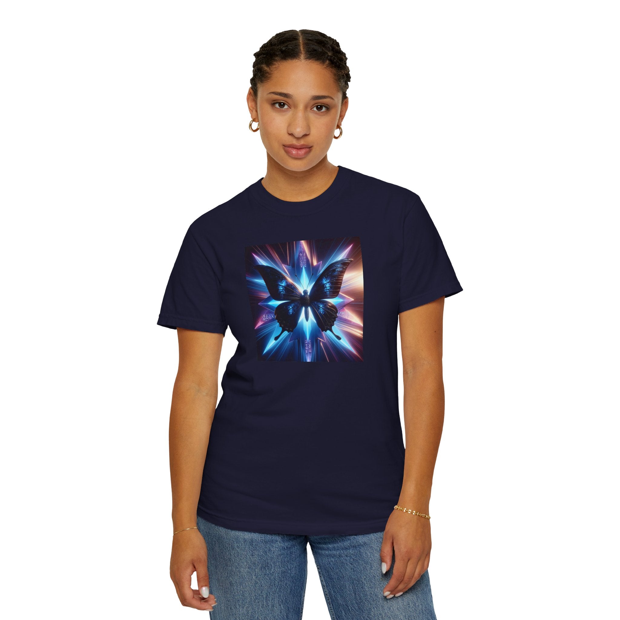 Butterfly Nebula T-Shirt — Cosmic Blue Vaporwave Graphic Tee