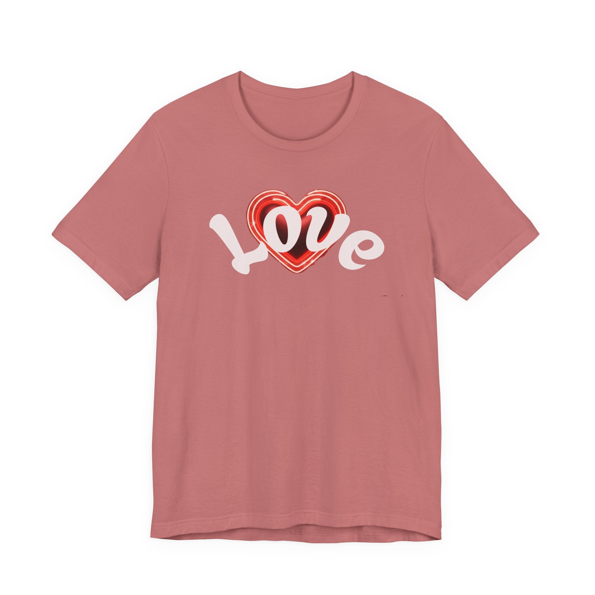 Love Glow Graphic Tee - Retro Red Heart Graphic Design T-Shirt