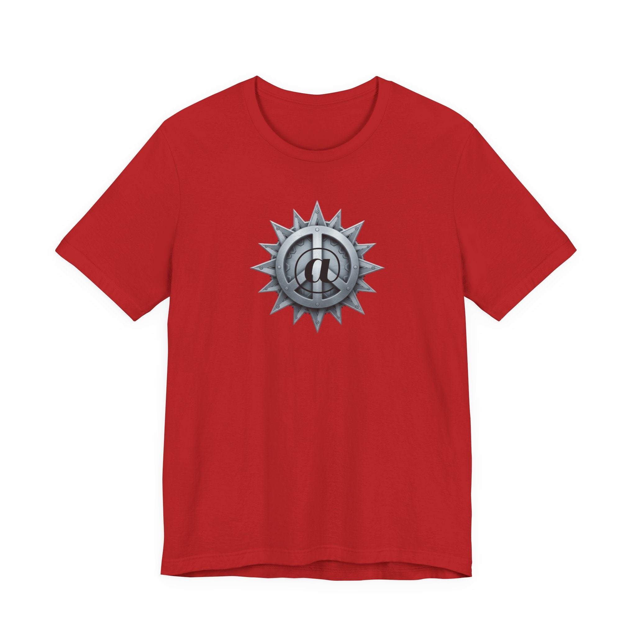 At Peace Graphic Design T-Shirt - Metallic Peace Sign with Metal Starburst Graphic Design Tee