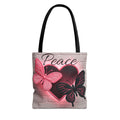 Neon Heart & Butterflies Tote Bag — Glowing Peace Graphic Design