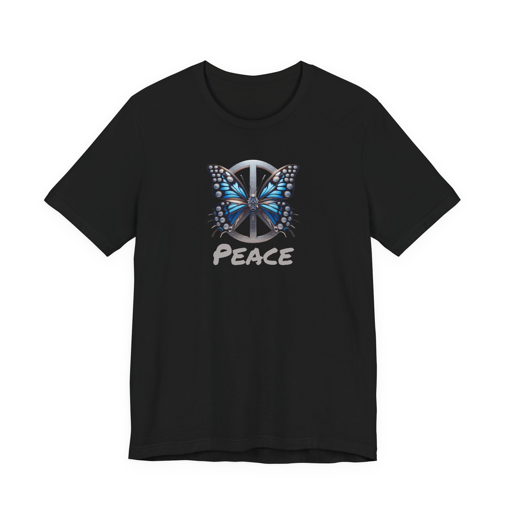 Butterfly Peace Graphic Tee — Blue Monarch Peace Sign Graphic Design