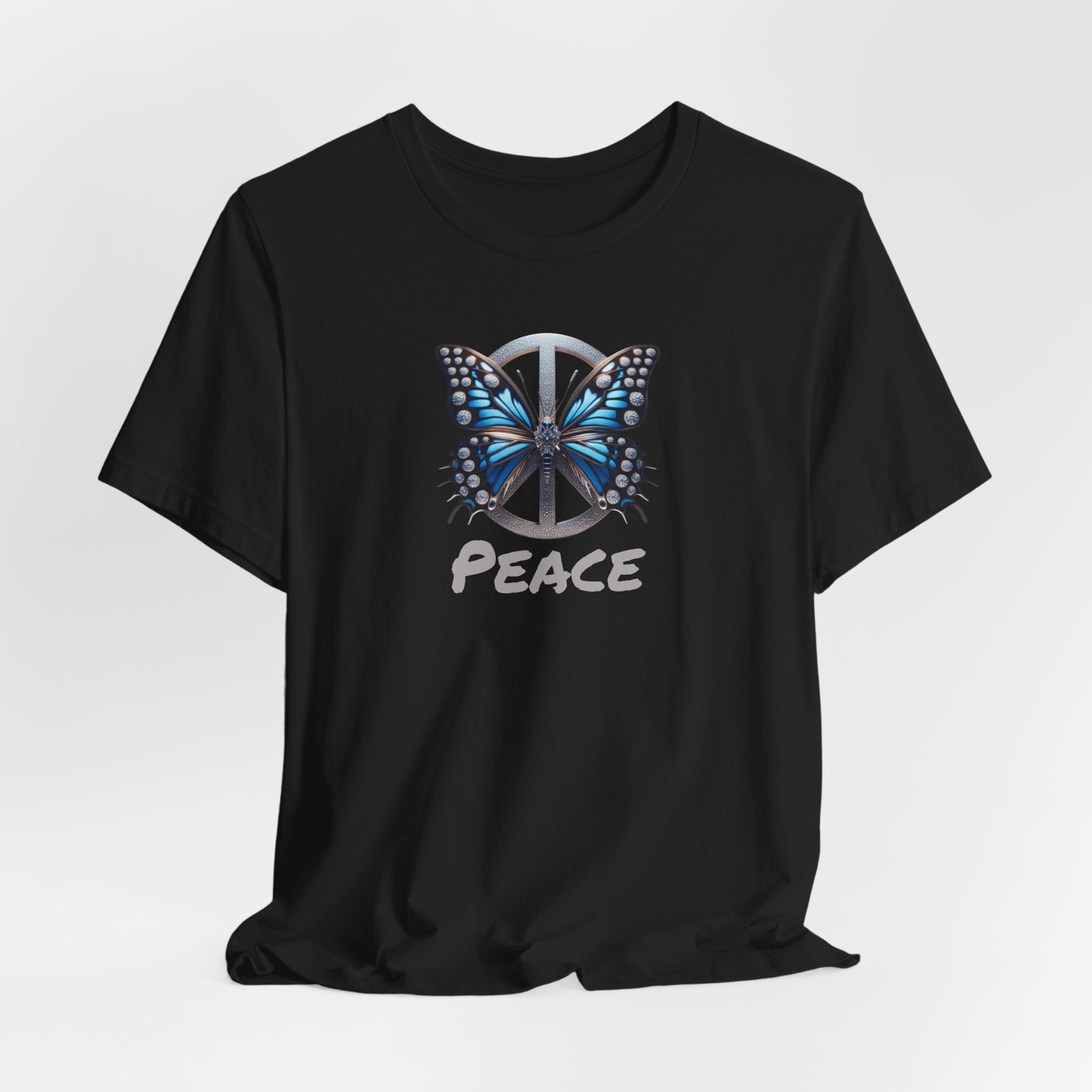 Butterfly Peace Graphic Tee — Blue Monarch Peace Sign Graphic Design
