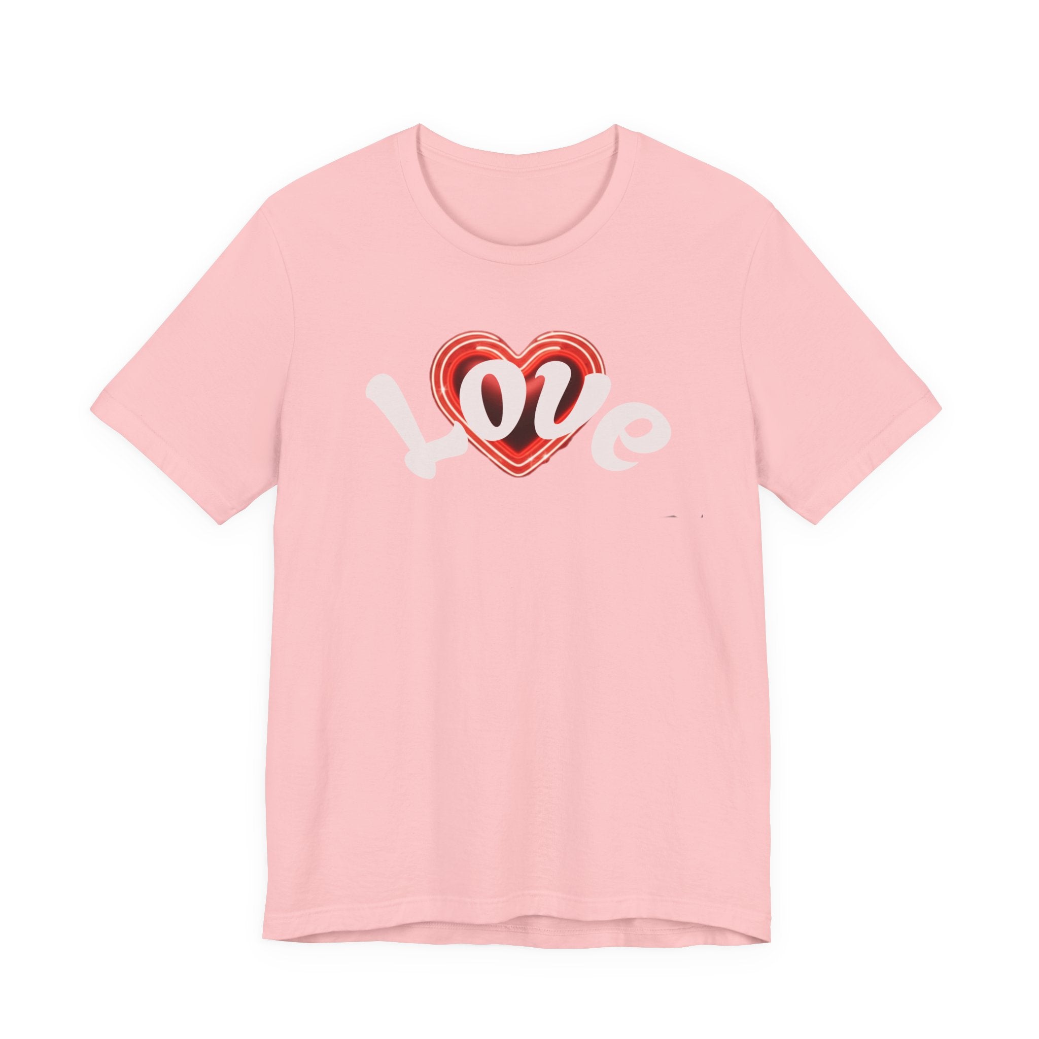 Love Glow Graphic Tee - Retro Red Heart Graphic Design T-Shirt