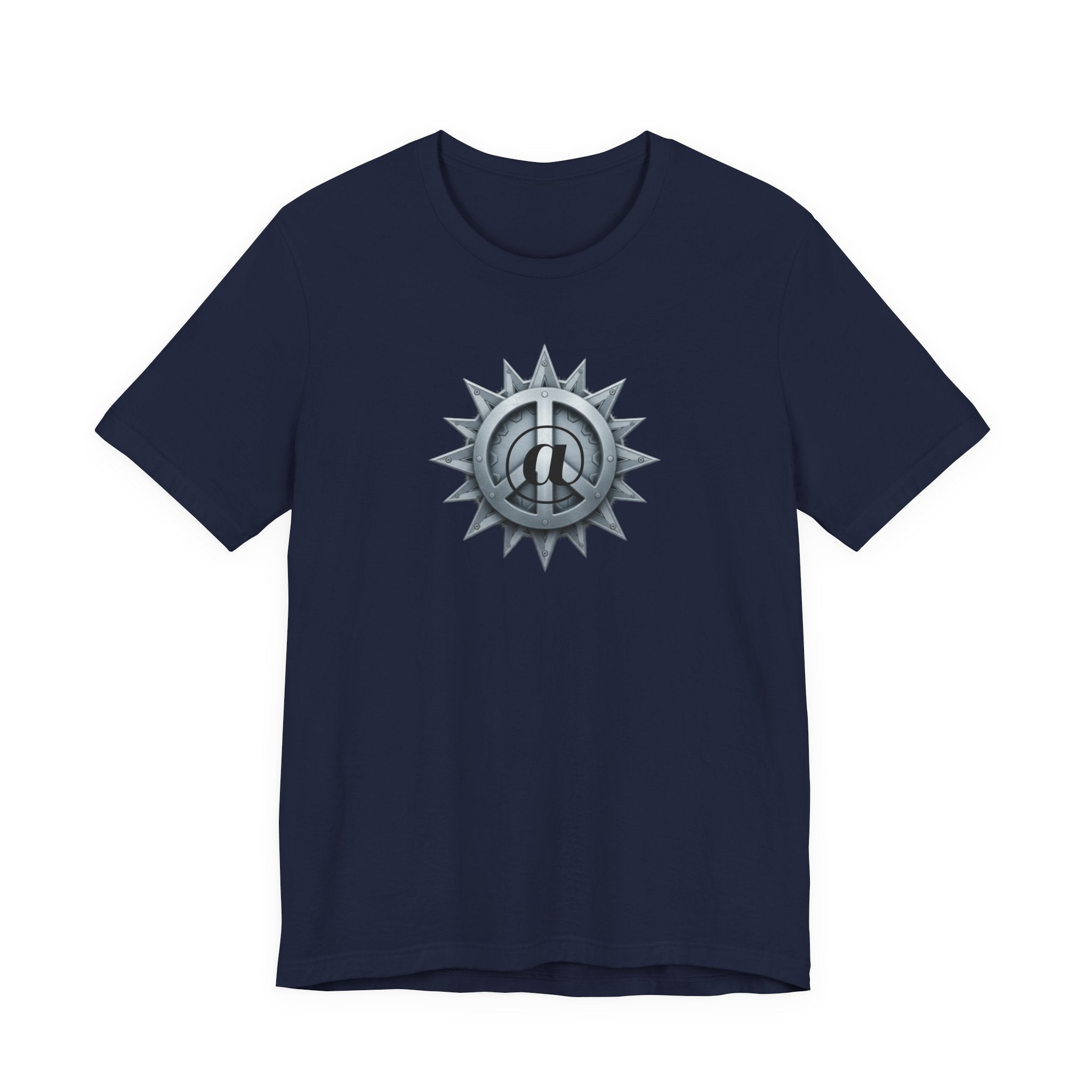 At Peace Graphic Design T-Shirt - Metallic Peace Sign with Metal Starburst Graphic Design Tee