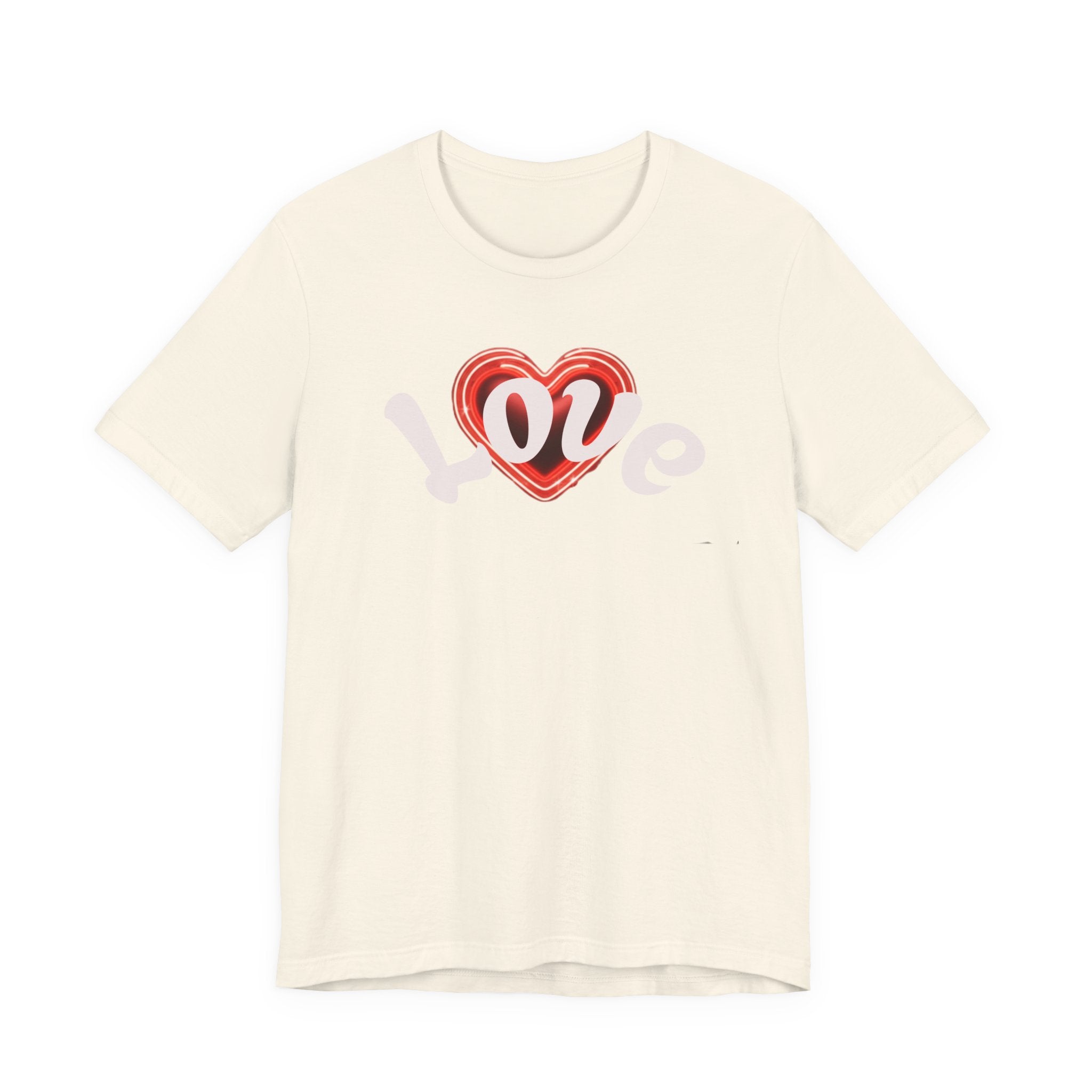 Love Glow Graphic Tee - Retro Red Heart Graphic Design T-Shirt