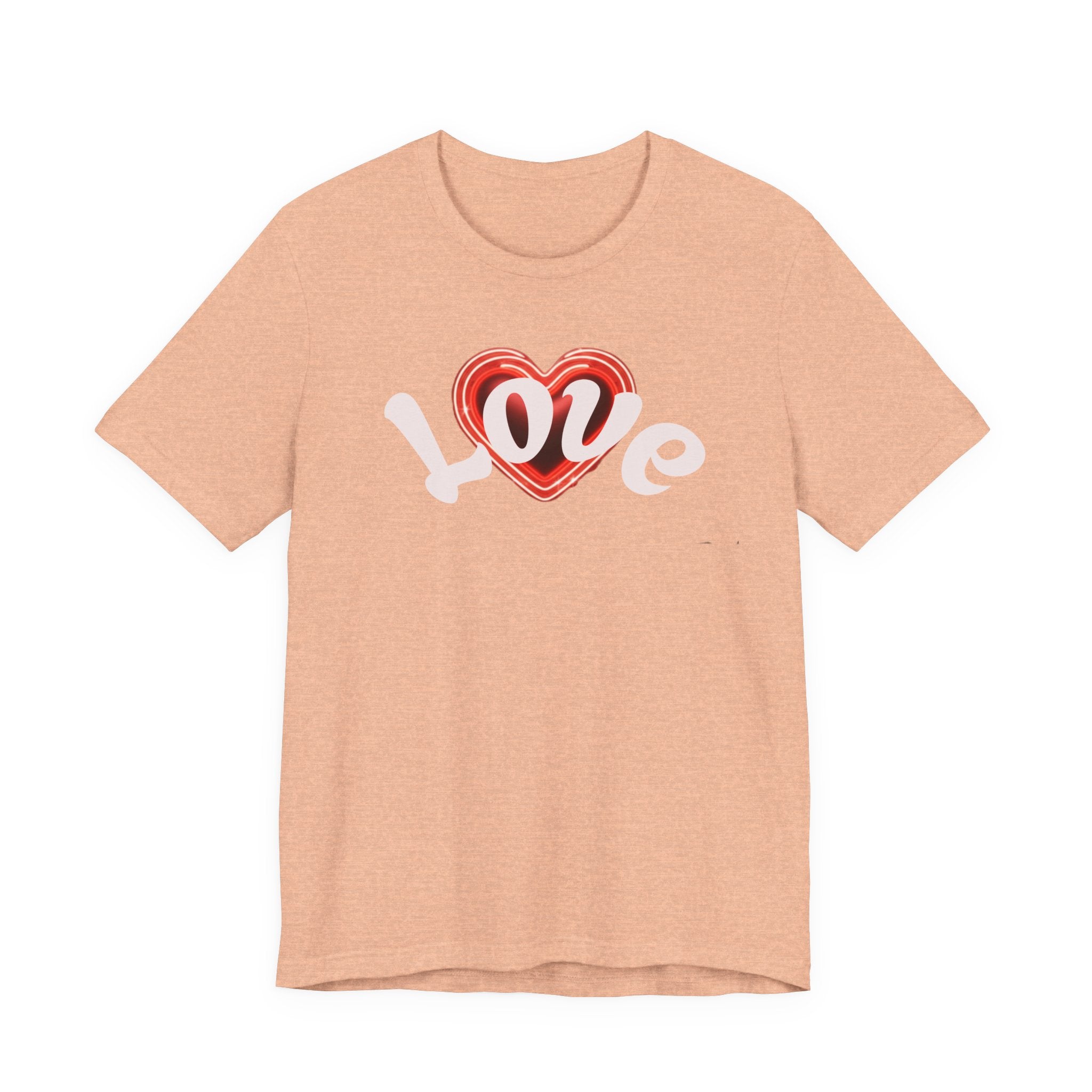 Love Glow Graphic Tee - Retro Red Heart Graphic Design T-Shirt