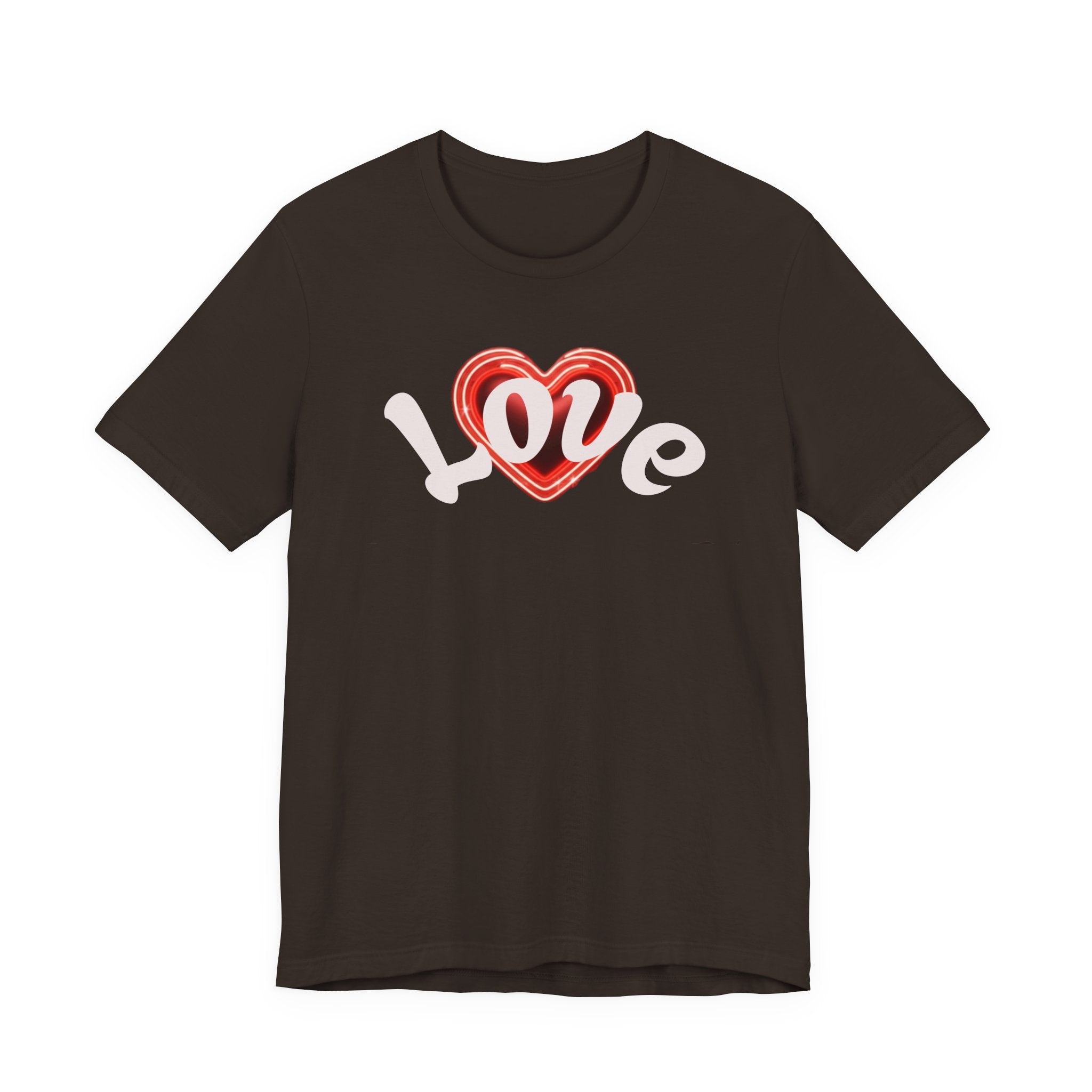 Love Glow Graphic Tee - Retro Red Heart Graphic Design T-Shirt