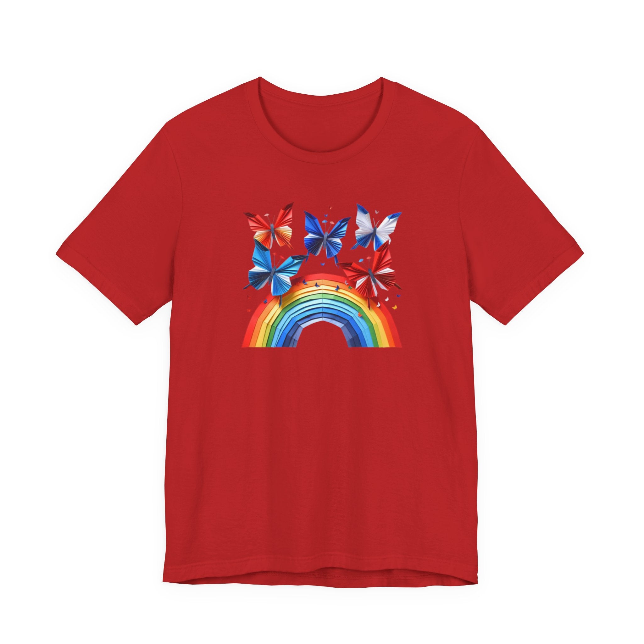 Peace Energy Rainbow Graphic T‑Shirt — Colorful Butterfly & Rainbow Graphic Design Tee