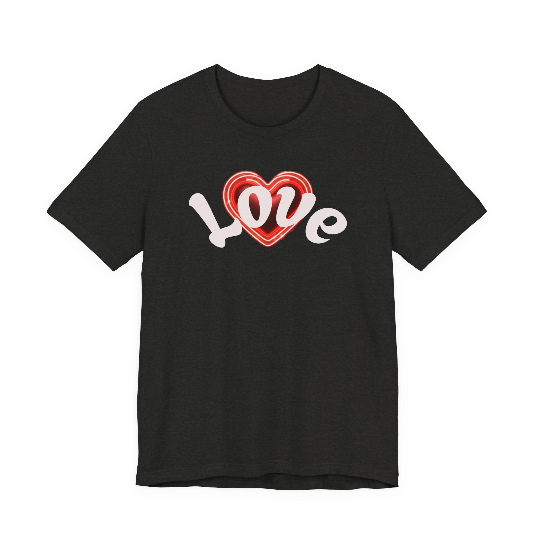 Love Glow Graphic Tee - Retro Red Heart Graphic Design T-Shirt