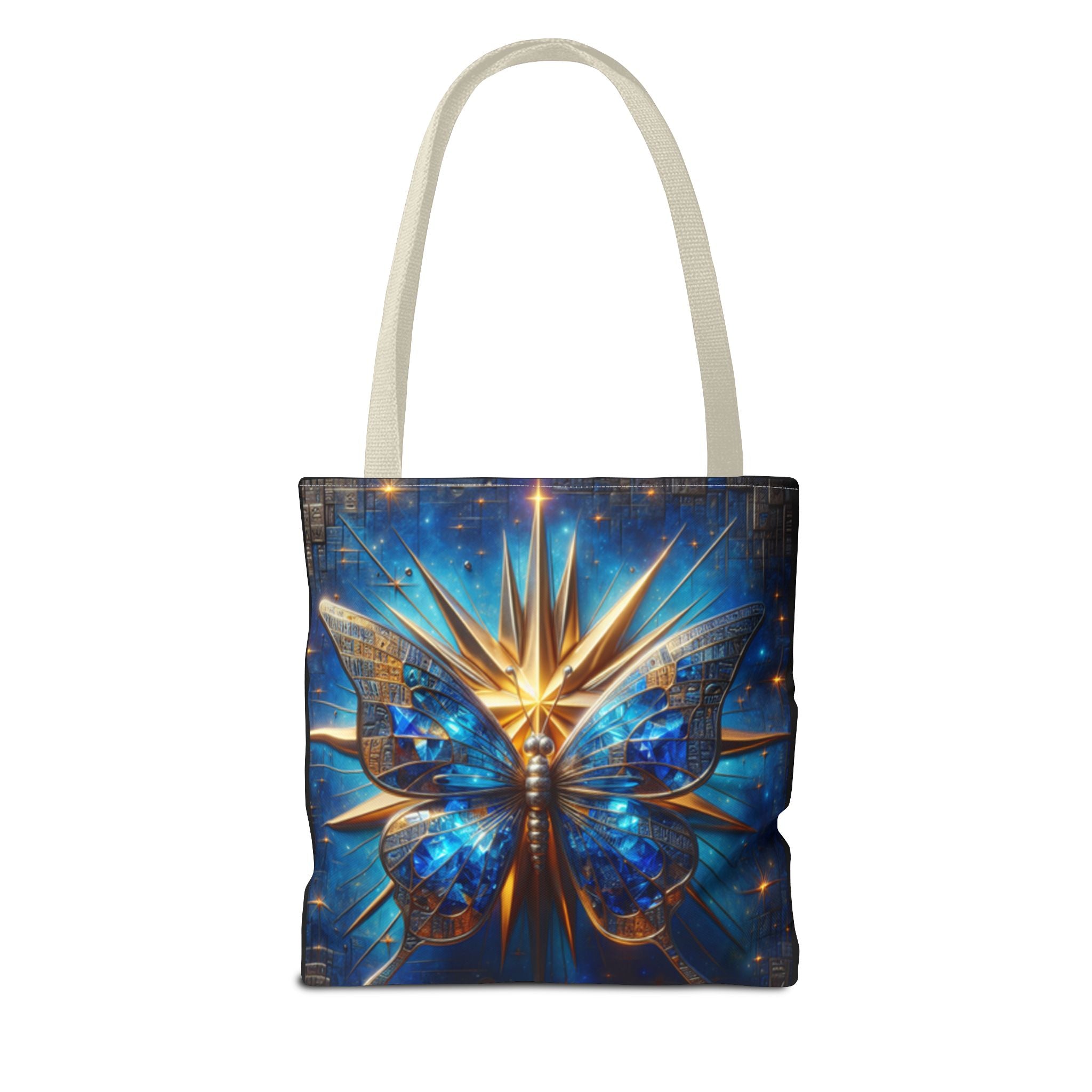Blue & Gold Butterfly Tote — Galactic Starburst Graphic Design