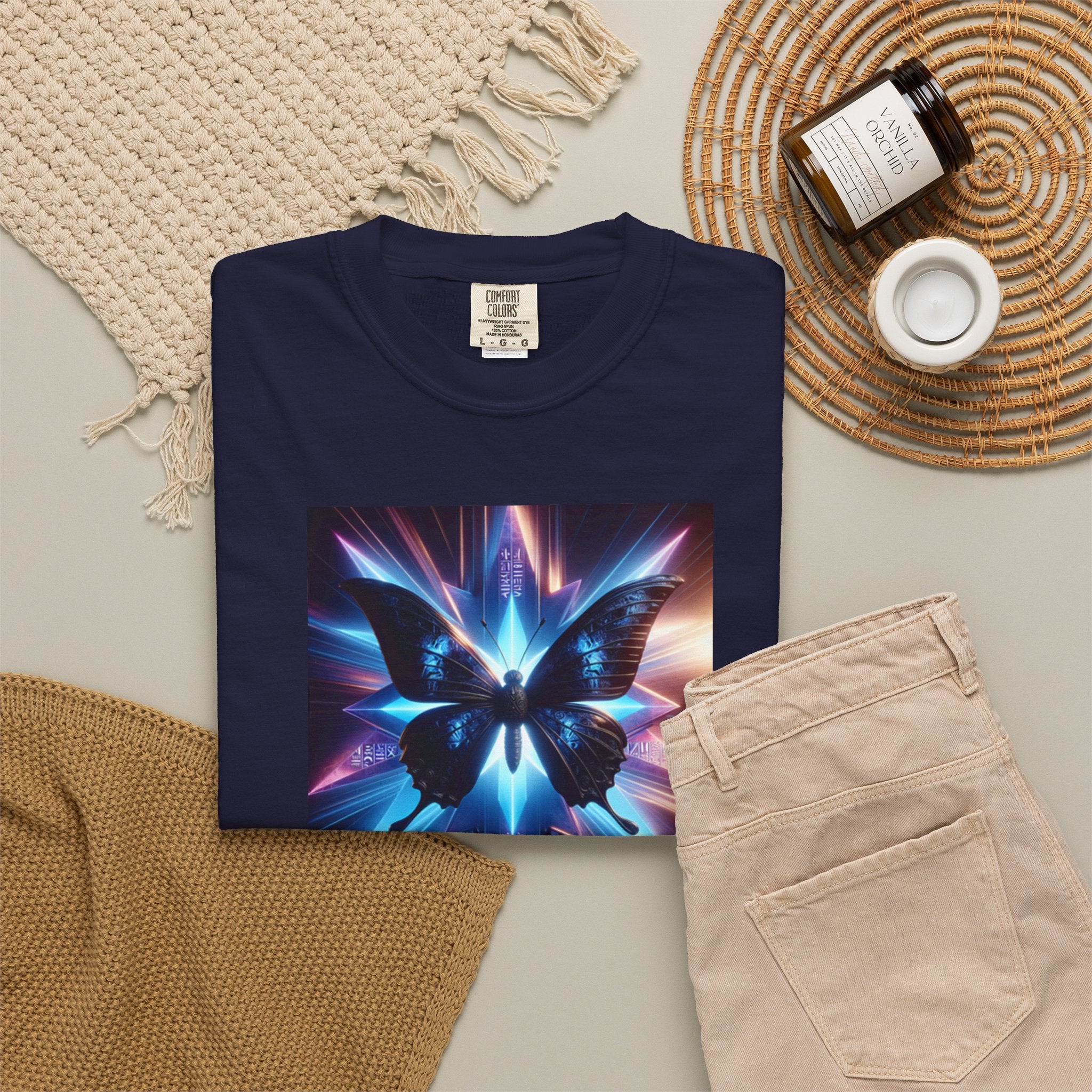 Butterfly Nebula T-Shirt — Cosmic Blue Vaporwave Graphic Tee
