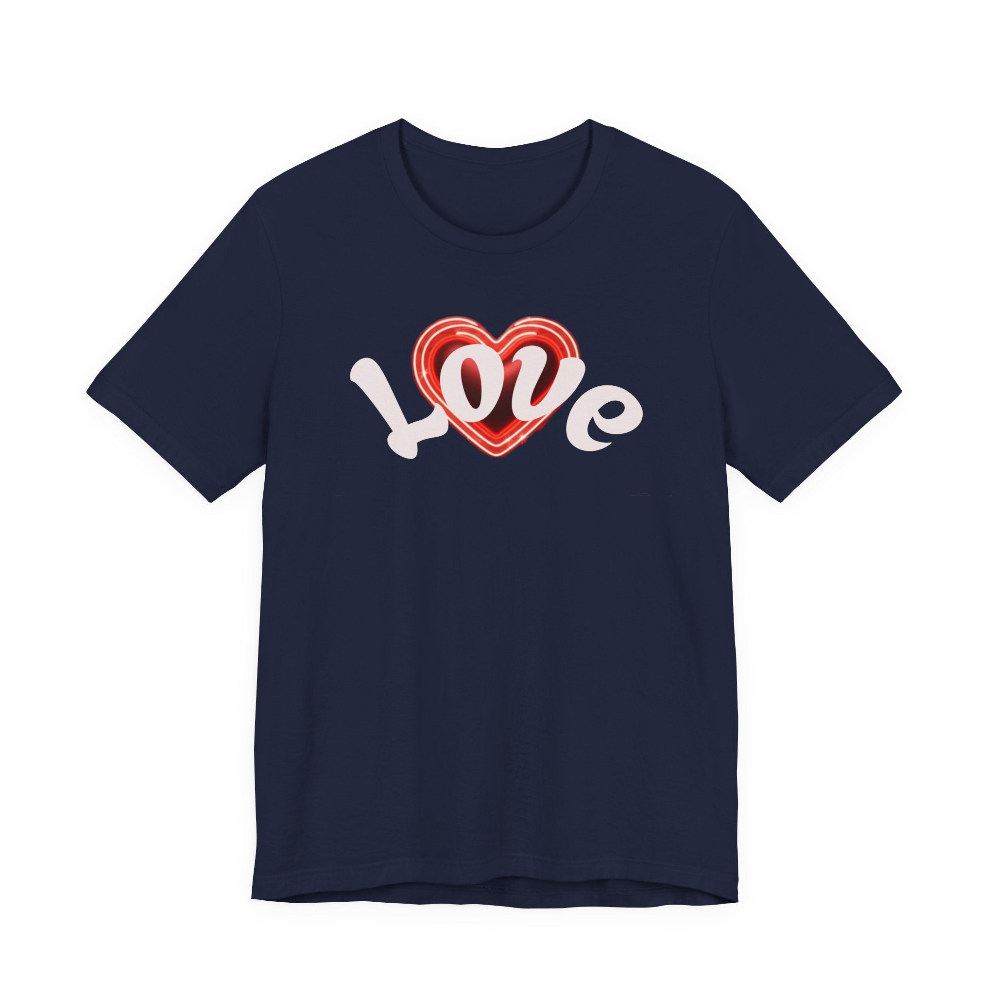 Love Glow Graphic Tee - Retro Red Heart Graphic Design T-Shirt